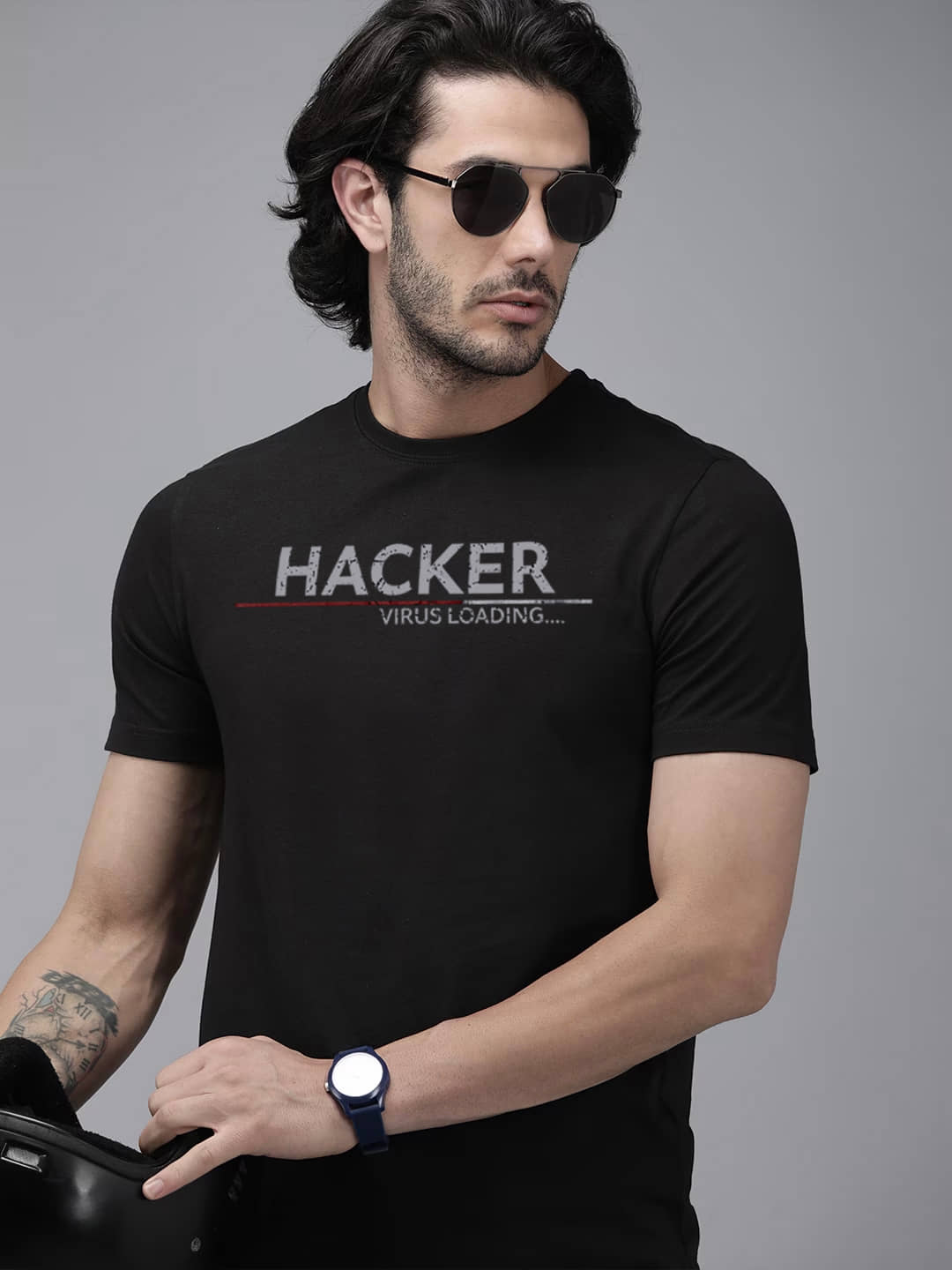 b & e lifestyle Cotton Regular Fit Printed Half Sleeves Men's Round T-Shirt - Black ( Pack of 1 )