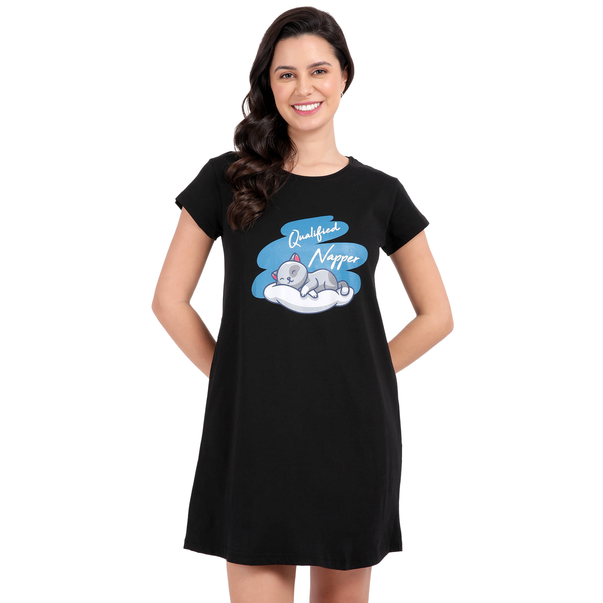     			snappyb Women Cotton Solid Regular Fit Round Neck T-Shirt ( Black )