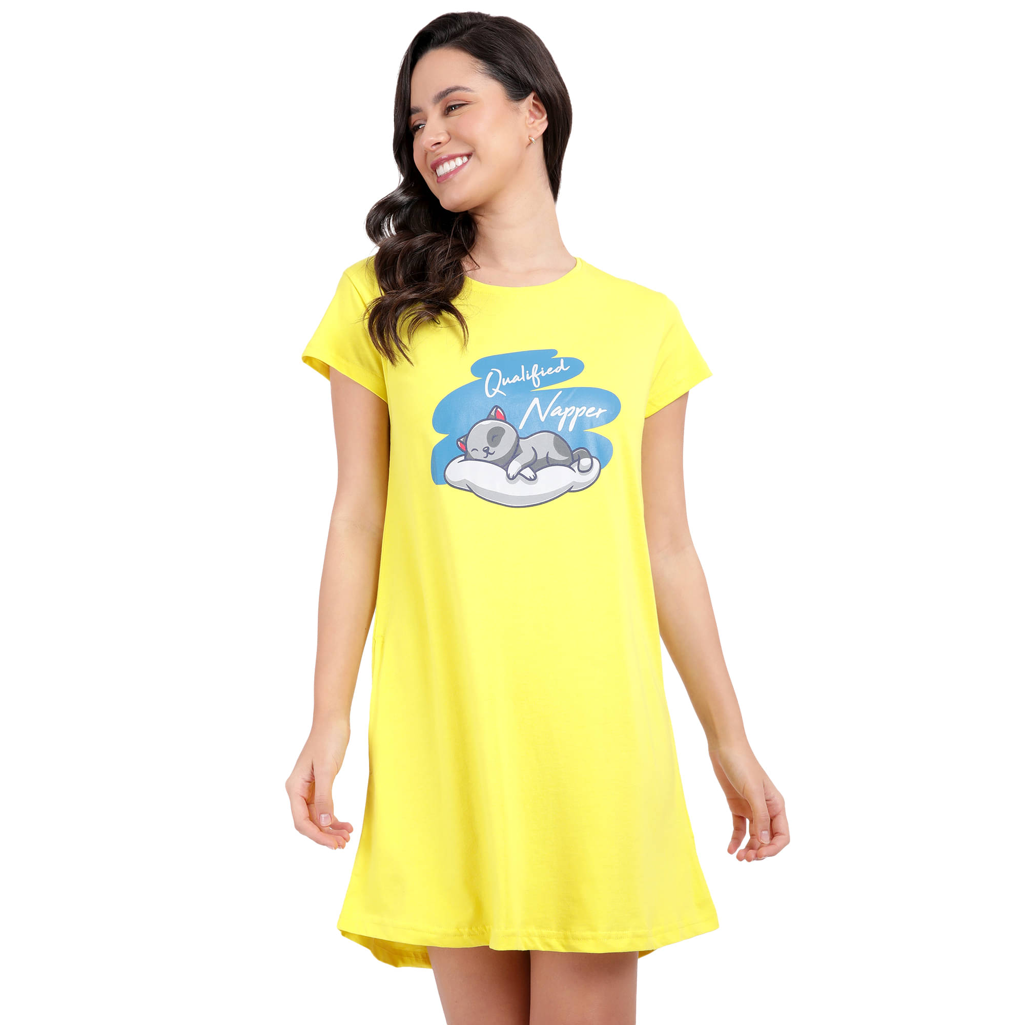     			snappyb Women Cotton Solid Regular Fit Round Neck T-Shirt ( Yellow )