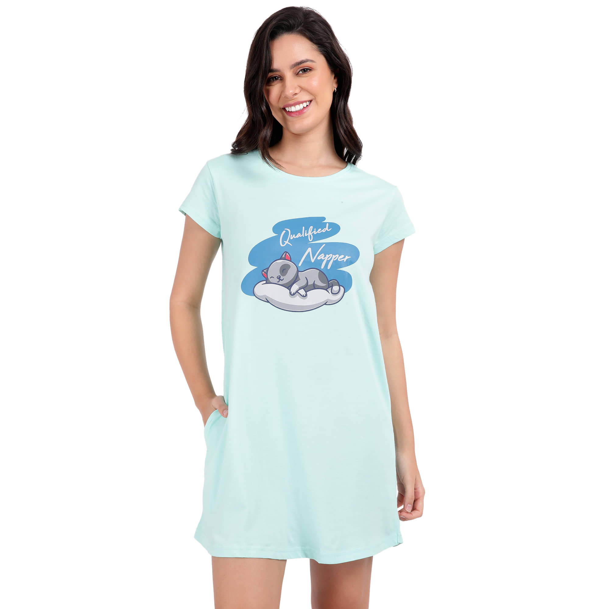 snappyb Women Cotton Solid Regular Fit Round Neck T-Shirt ( Mint Green )