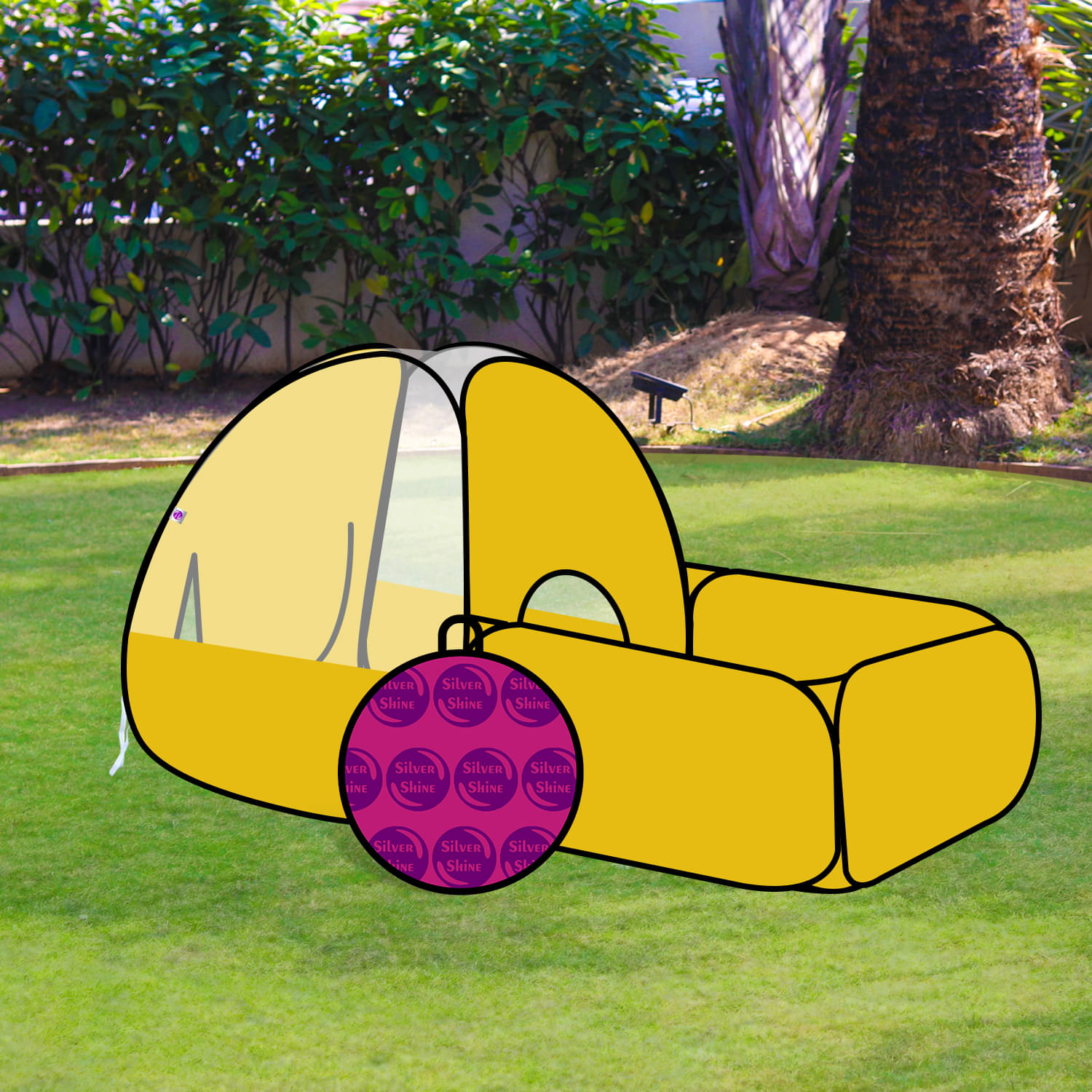     			2 in 1 Combo Tent House Ball Hoop for Kids 2 to 8 Years