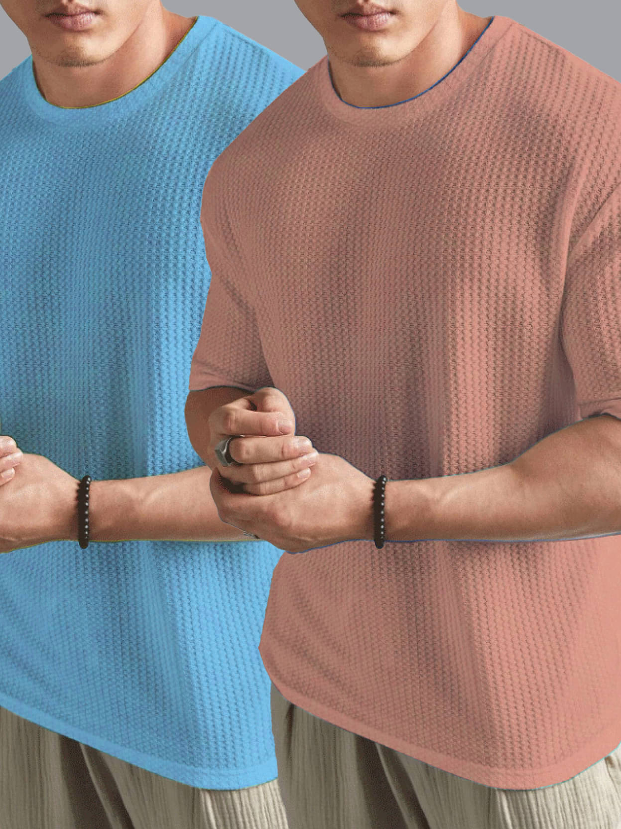 ADORATE Cotton Blend Regular Fit Solid Half Sleeves Men's Round T-Shirt - Peach ( Pack of 2 ) ADORATE Cotton Blend Regular Fit Solid Half Sleeves Men's Round T-Shirt - Peach ( Pack of 2 )