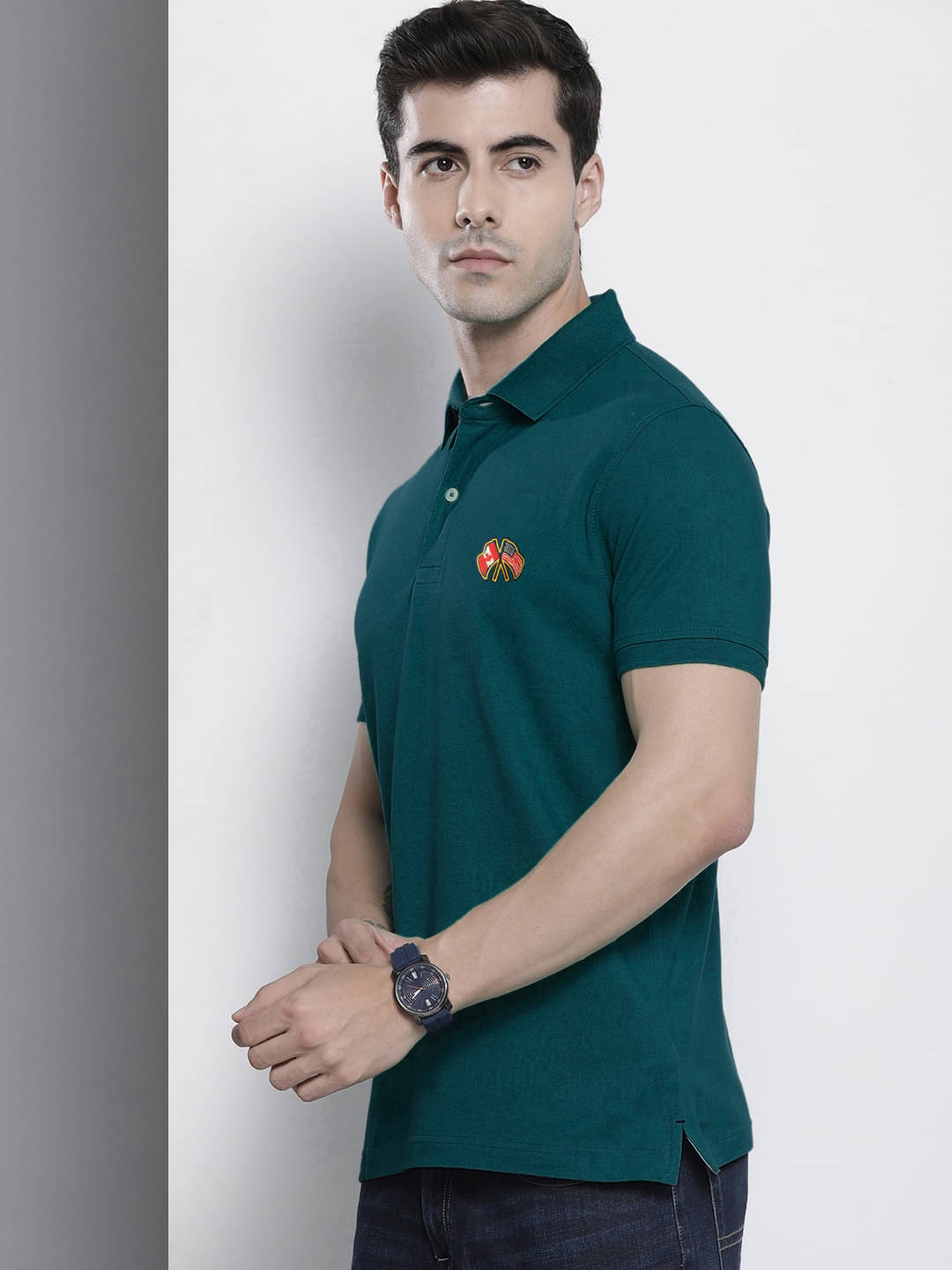     			AIN6 Pack of 1 Cotton Blend Regular Fit Solid Half Sleeves Men's Polo T Shirt ( Black )