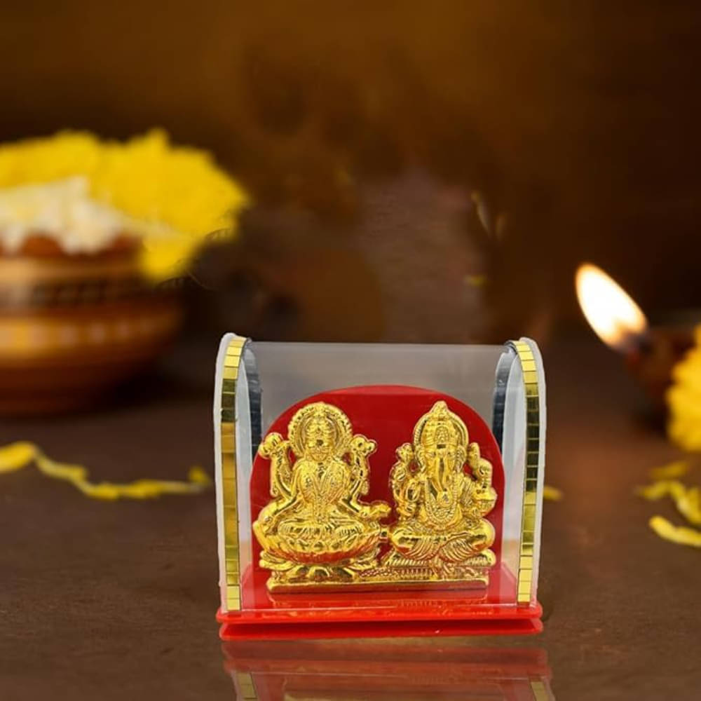     			Awesome Craft Crystal Laxmi Ganesh Idol ( 7 cm )