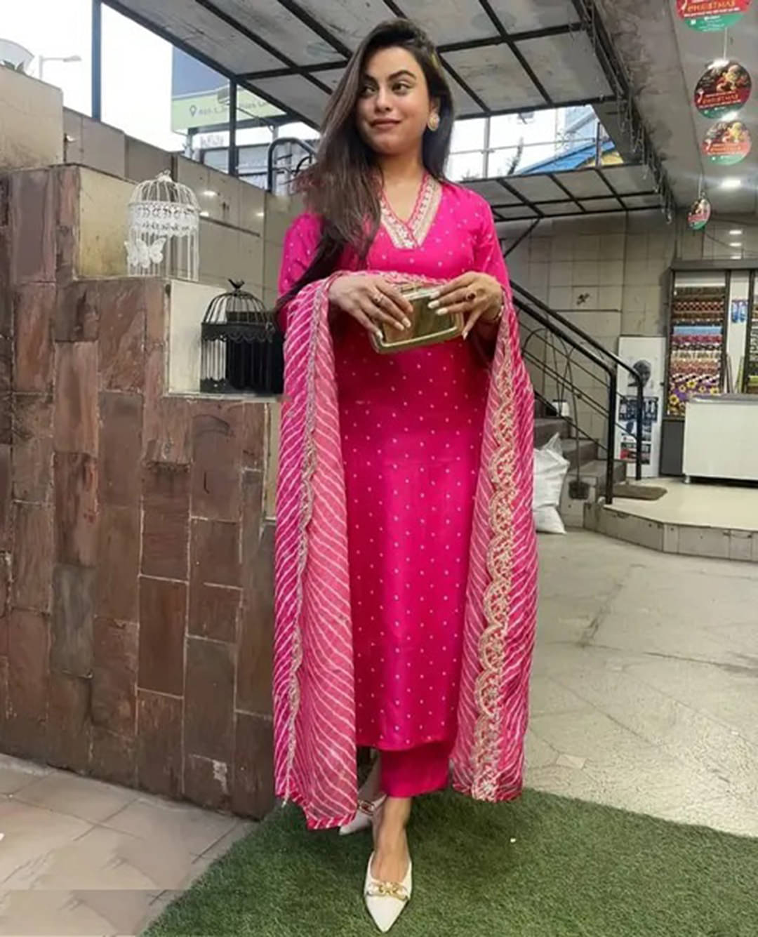     			BOUGHT FIRST Pack of 1 Cotton Silk Embroidered Straight Women's Kurti with Dupatta - ( Purple )