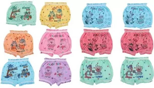 Cavenders Pack of 12 Cotton Bloomers For Baby Girls ( Multicolor )