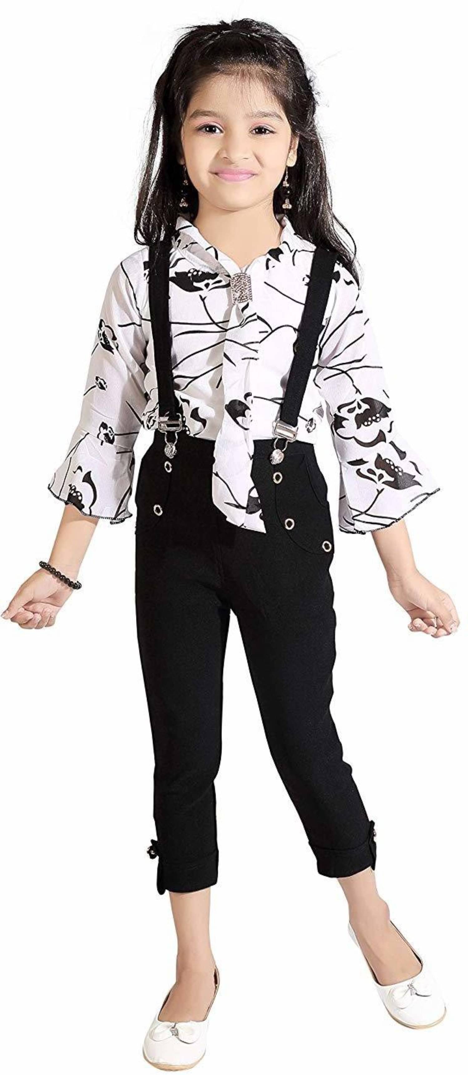     			Clobay Girls Cotton Blend Dungarees ( Pack of 1 , Black )