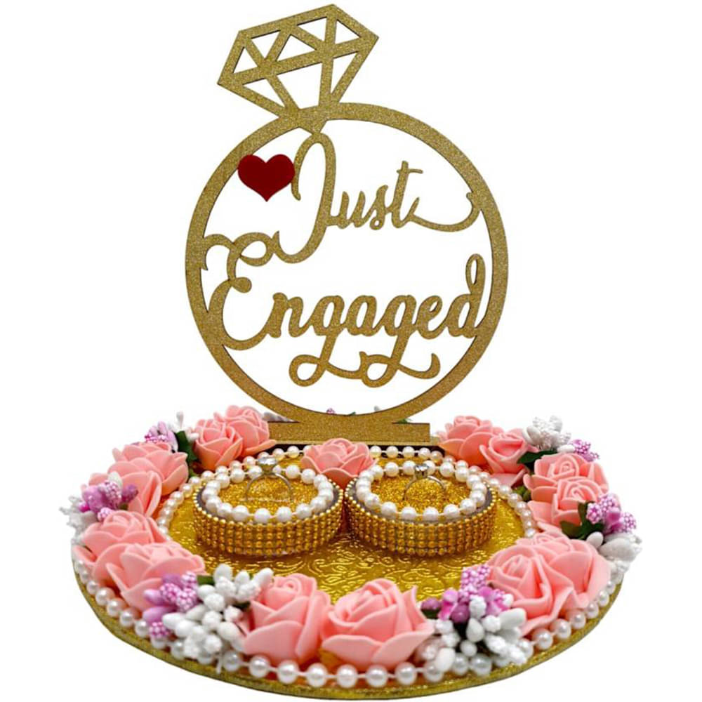     			Elif Kraft Acrylic Engagement Ring Platters Oval Decorative Plate Pink - Pack of 1