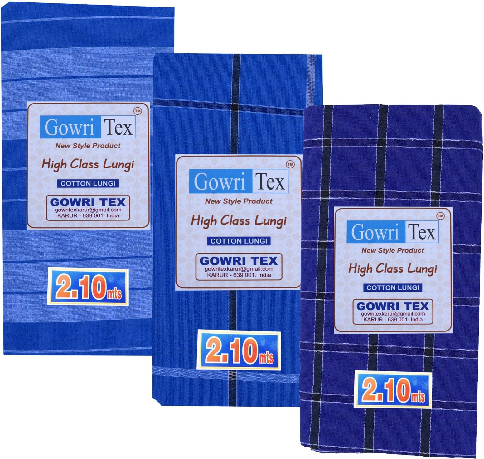 GOWRI TEX Cotton Blend Men's Lungi Multicolor ( Pack of 3 )     			GOWRI TEX Cotton Blend Men's Lungi Multicolor ( Pack of 3 )