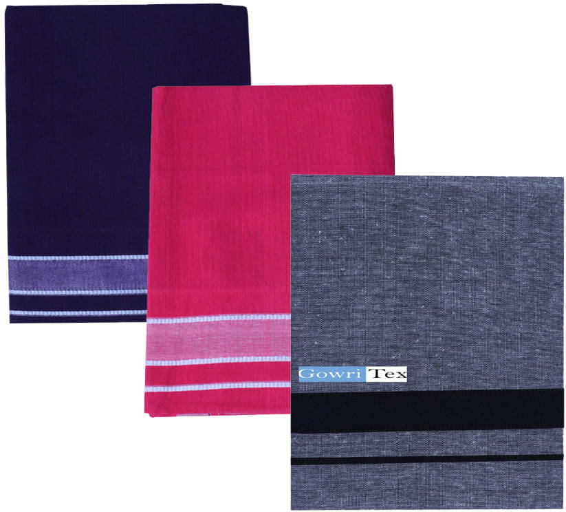 GOWRI TEX Cotton Blend Men's Dhoti Multicolor ( Pack of 3 ) GOWRI TEX Cotton Blend Men's Dhoti Multicolor ( Pack of 3 )