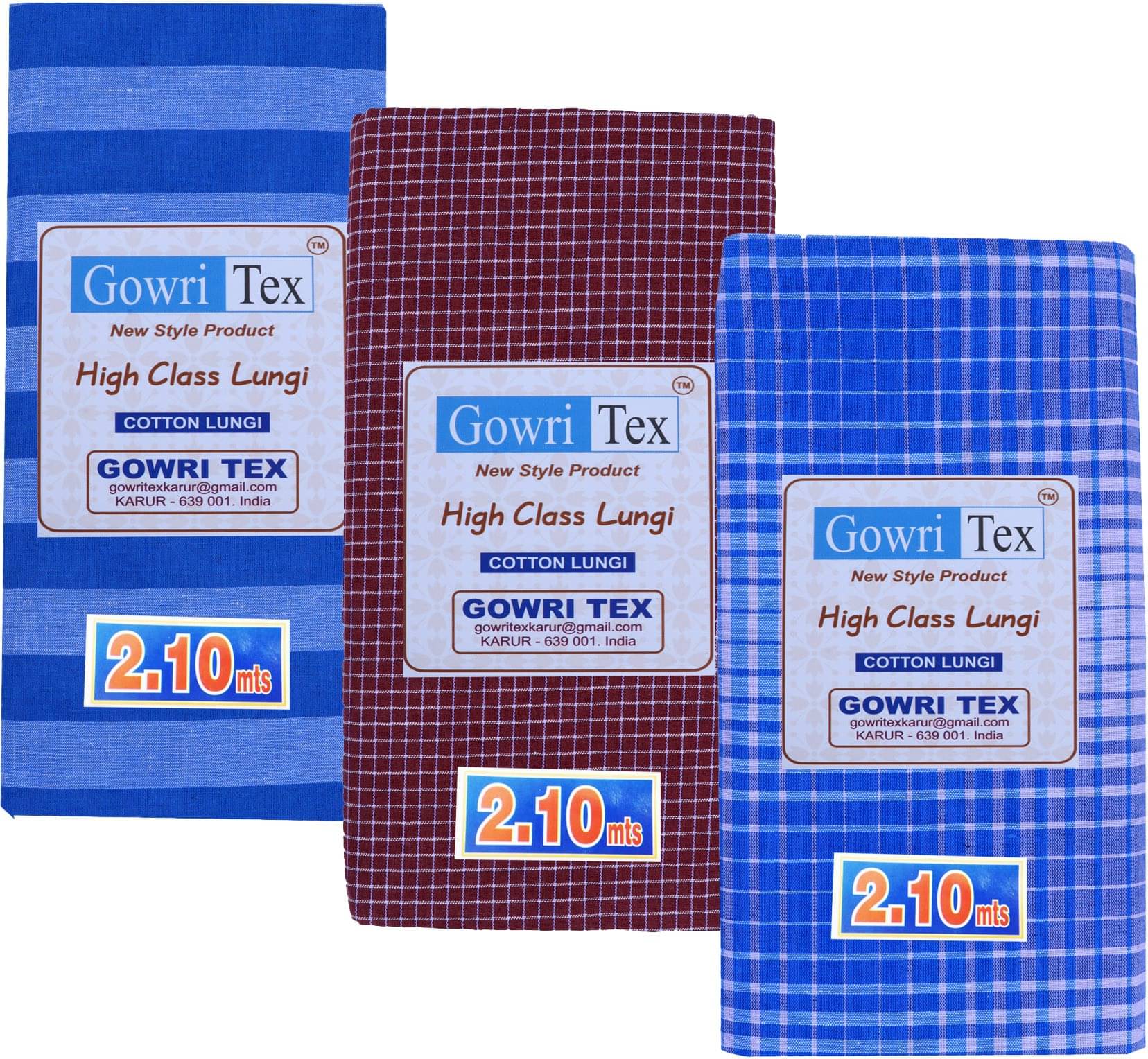 GOWRI TEX Cotton Blend Men's Lungi Multicolor ( Pack of 3 ) GOWRI TEX Cotton Blend Men's Lungi Multicolor ( Pack of 3 )