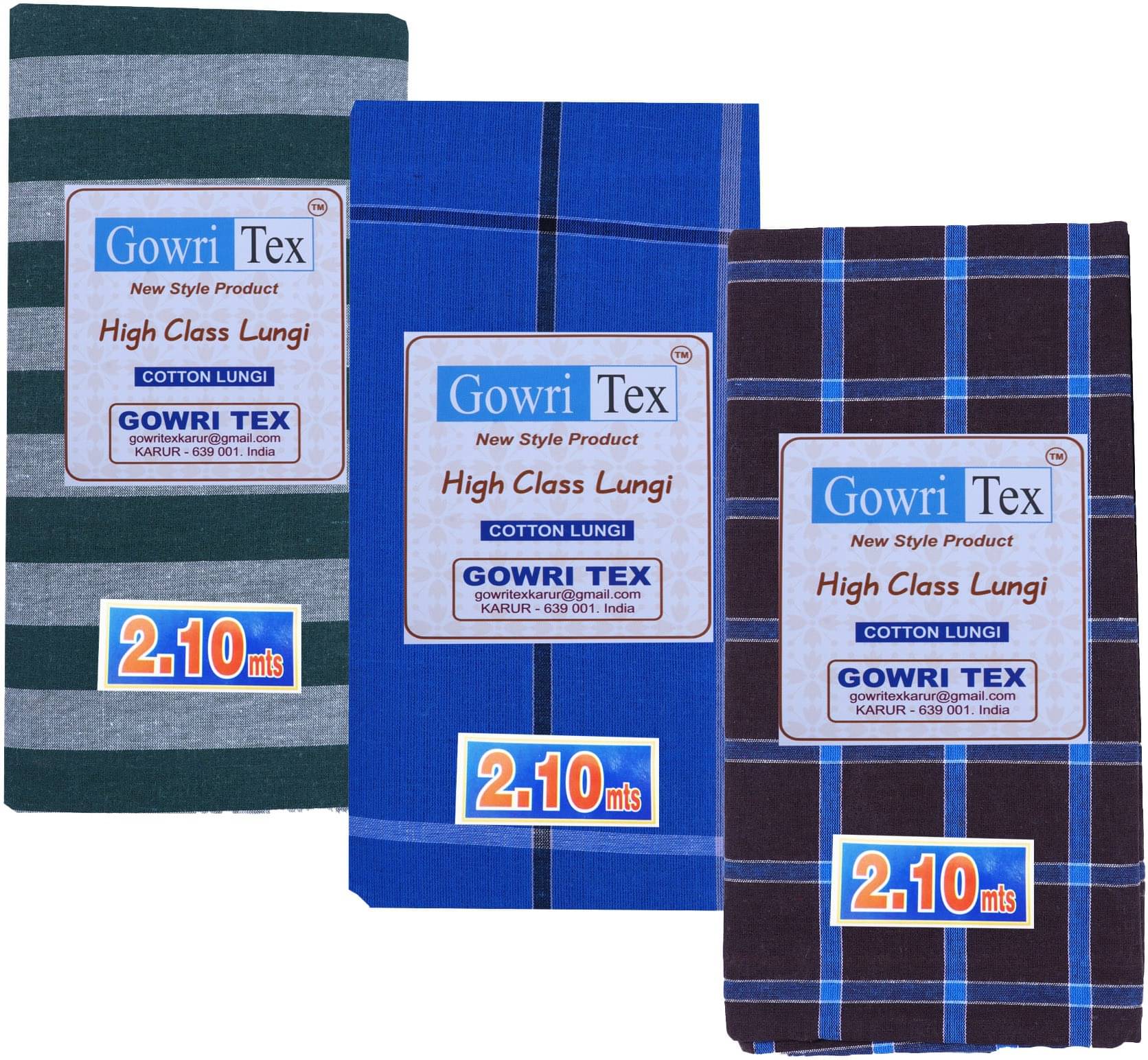     			GOWRI TEX Cotton Blend Men's Lungi Multicolor ( Pack of 3 )