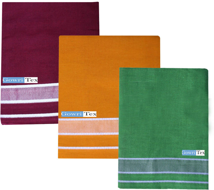     			GOWRI TEX Cotton Blend Men's Dhoti Multicolor ( Pack of 3 )