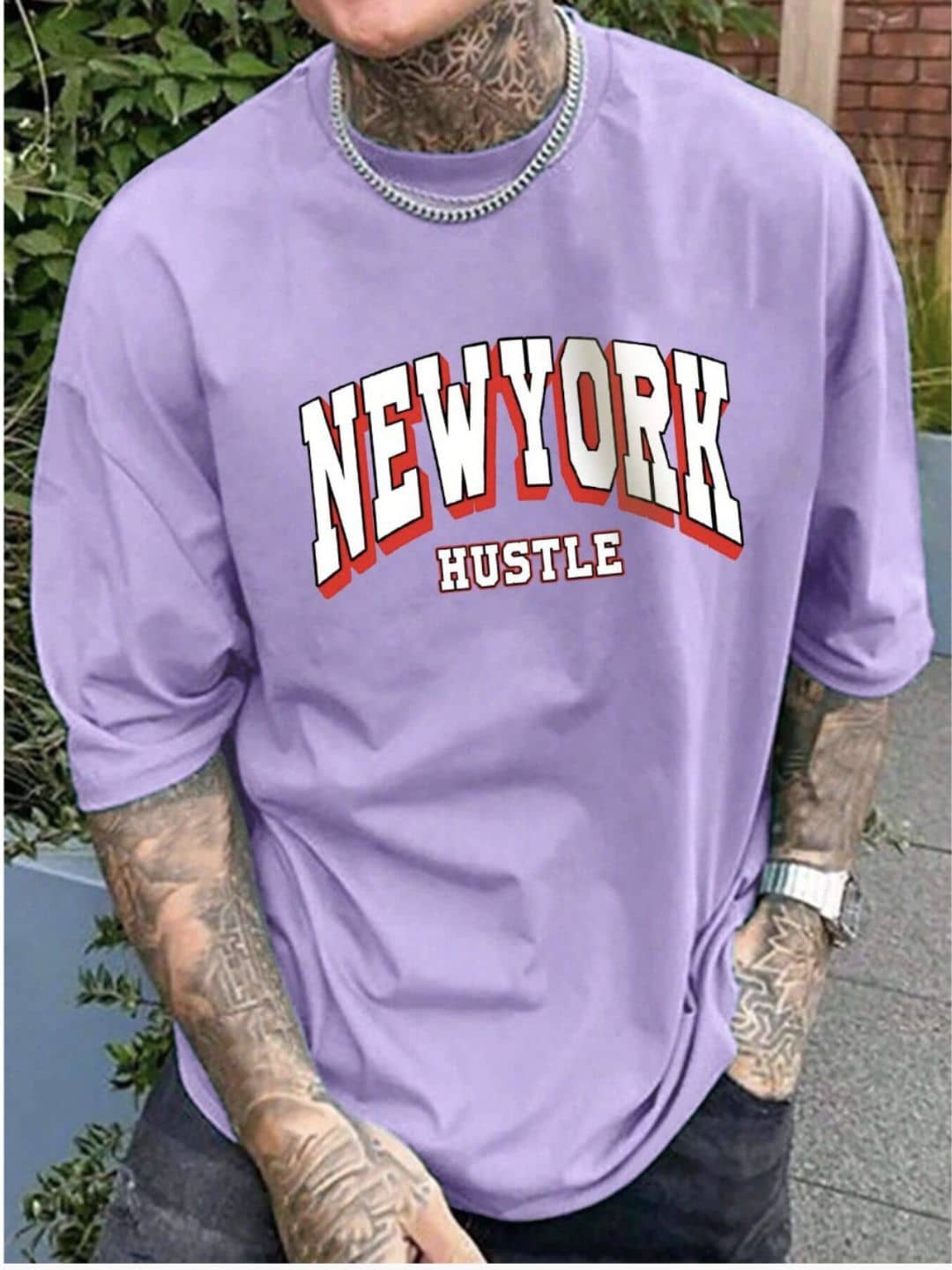Garimaknitwear Cotton Blend Regular Fit Printed Half Sleeves Men's Round T-Shirt - Lavender ( Pack of 1 )