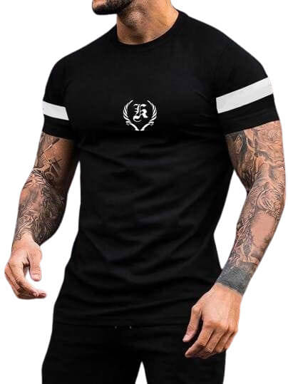 Garimaknitwear Cotton Blend Regular Fit Striped Half Sleeves Men's Round T-Shirt - Black ( Pack of 1 ) Garimaknitwear Cotton Blend Regular Fit Striped Half Sleeves Men's Round T-Shirt - Black ( Pack of 1 )