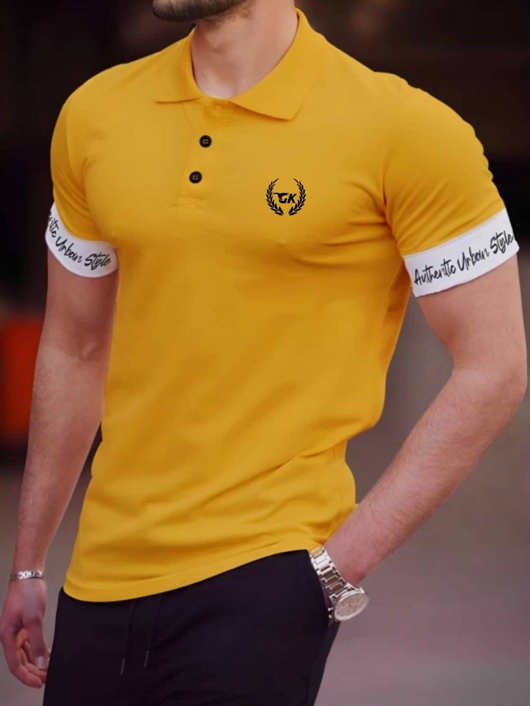     			Garimaknitwear Pack of 1 Cotton Blend Regular Fit Solid Half Sleeves Men's Polo T Shirt ( Yellow )
