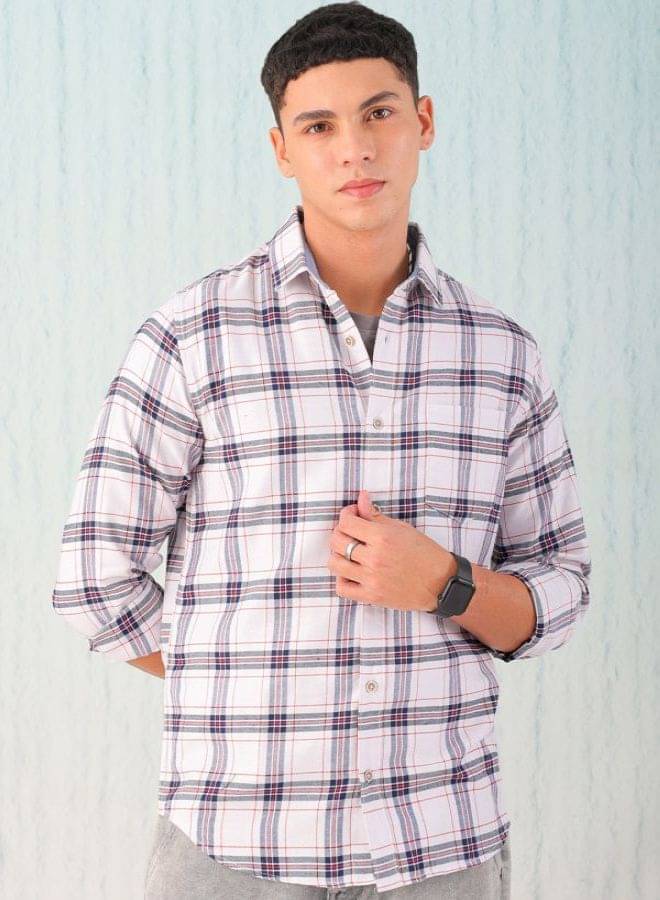 HARDSODA Polyester Regular Fit Checks Full Sleeves Men's Casual Shirt - White ( Pack of 1 ) HARDSODA Polyester Regular Fit Checks Full Sleeves Men's Casual Shirt - White ( Pack of 1 )