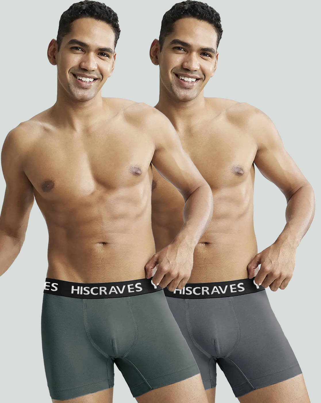 HISCRAVES Pack of 2 Polyester Trunks For Men's ( Grey ) HISCRAVES Pack of 2 Polyester Trunks For Men's ( Grey )