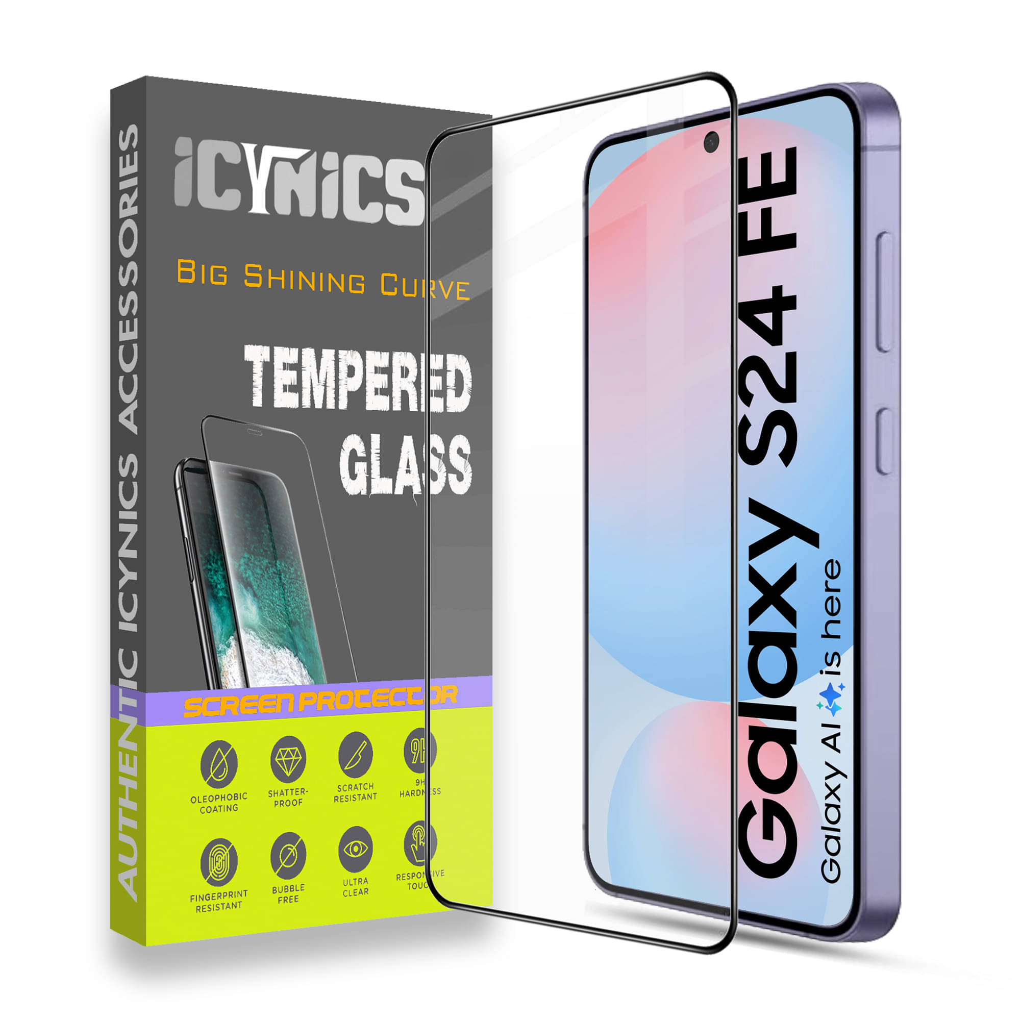 Icynics Tempered Glass Compatible For Samsung Galaxy S24 Fe 5G ( Pack of 1 ) Icynics Tempered Glass Compatible For Samsung Galaxy S24 Fe 5G ( Pack of 1 )