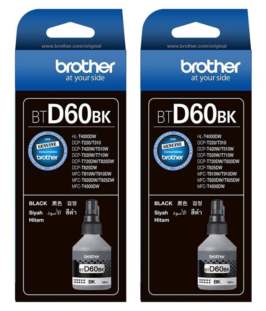     			KALAR BT60D BK For DCP T220 Ink Black Pack of 2 Cartridge for with Brother DCP-T300, DCP-T500W, DCP-T700W. DCP-T800W inkjet printers