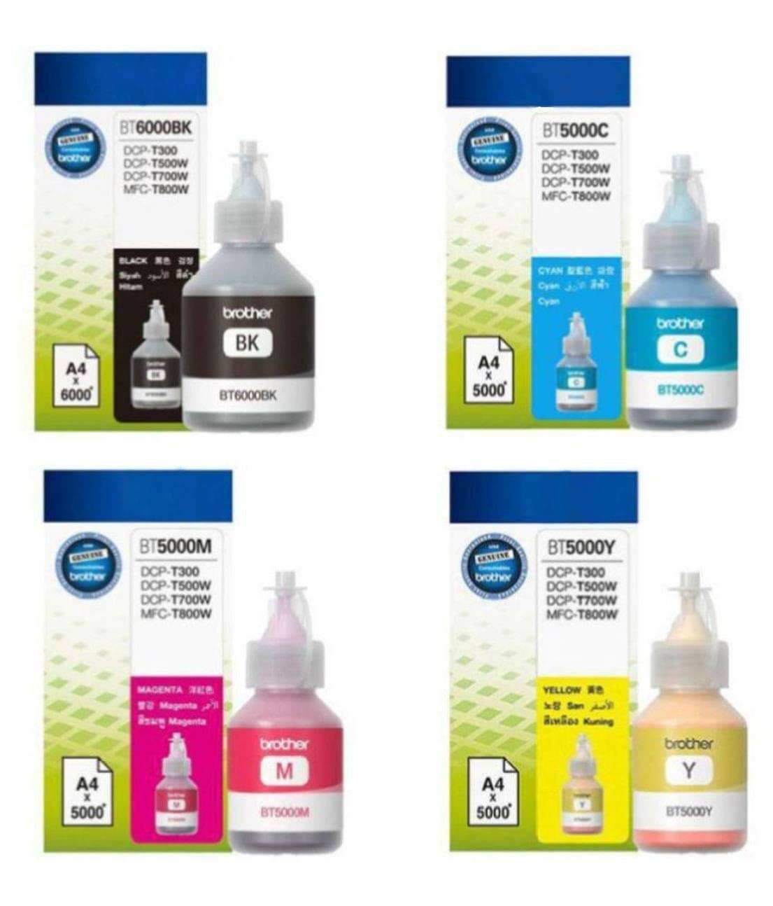     			KALAR Ink For BROTHER DCP T-220 Multicolor Pack of 4 Cartridge for BT5000 & BT6000BK use printer DCP-T300, DCP-T500, DCP-T700W, MFC-T800W