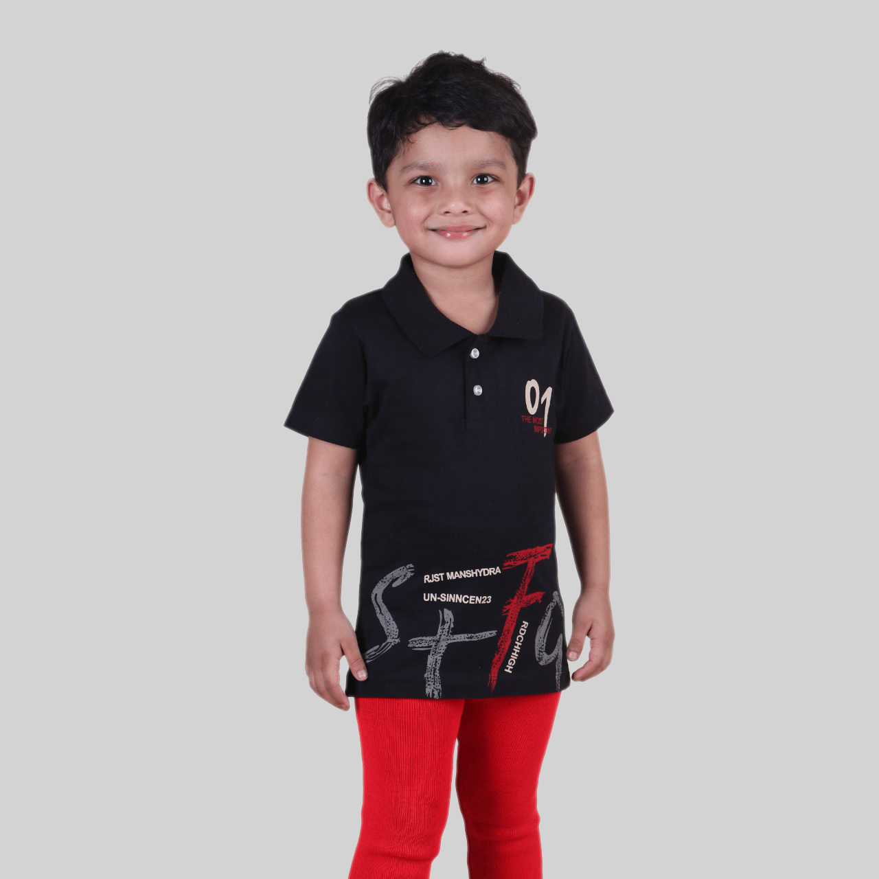     			Kidzee Kingdom Pack of 1 Boys Cotton T-Shirt ( Black )