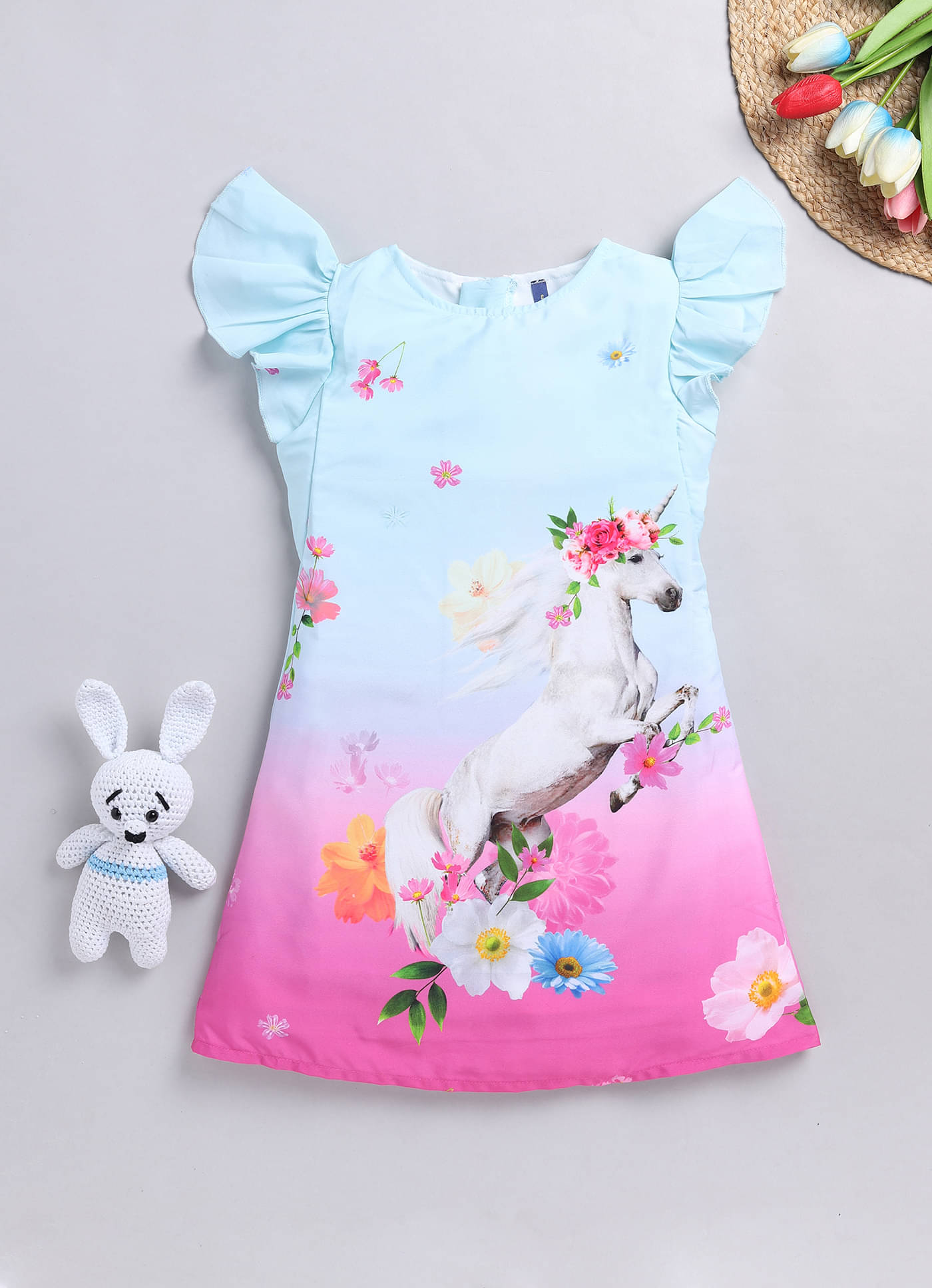Lazy Shark Cotton Blend Dress For Girls ( Pack of 1 , Multicolor ) Lazy Shark Cotton Blend Dress For Girls ( Pack of 1 , Multicolor )