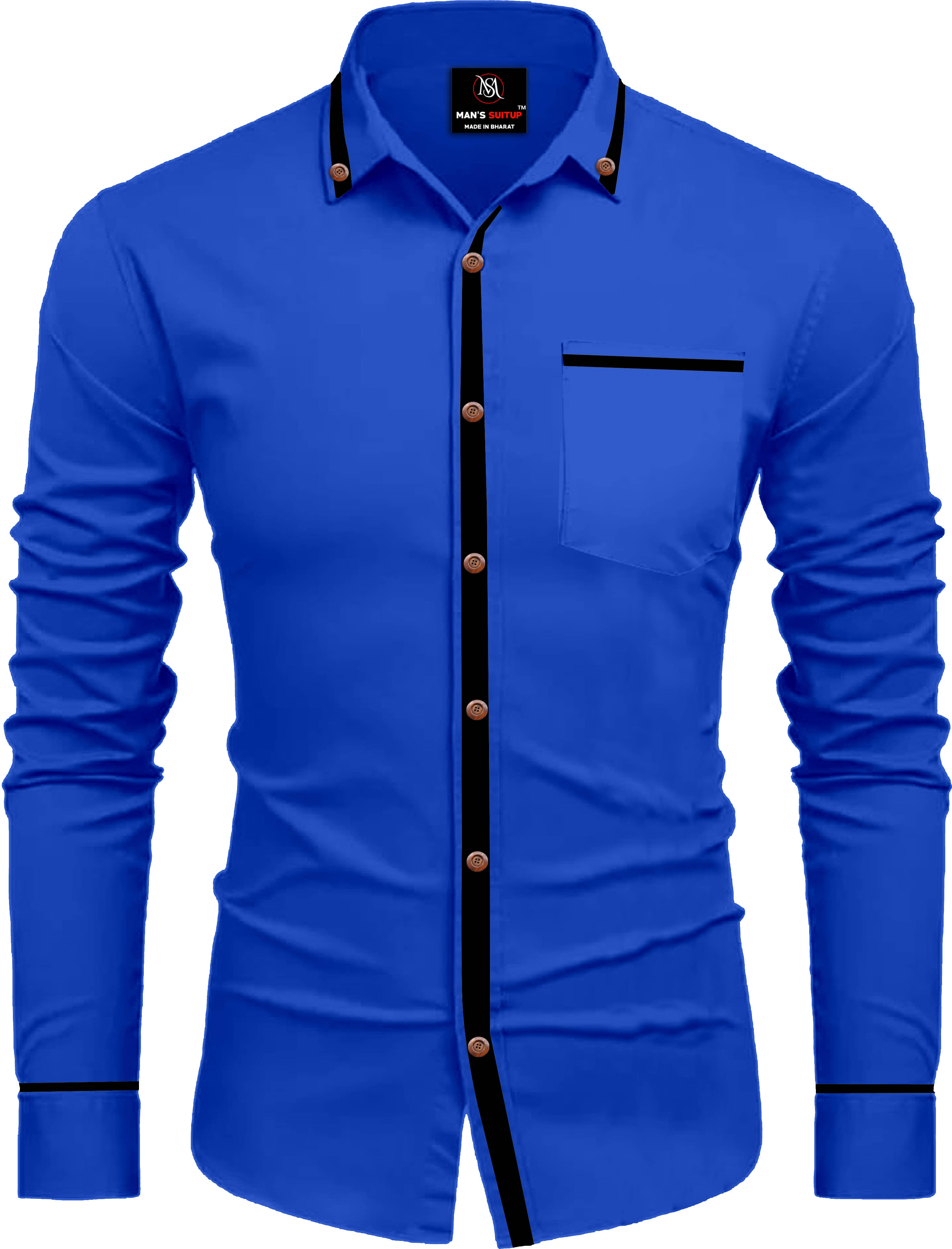 MAN'S SUITUP Cotton Blend Regular Fit Solids Full Sleeves Men's Casual Shirt - Navy blue ( Pack of 1 ) MAN'S SUITUP Cotton Blend Regular Fit Solids Full Sleeves Men's Casual Shirt - Navy blue ( Pack of 1 )