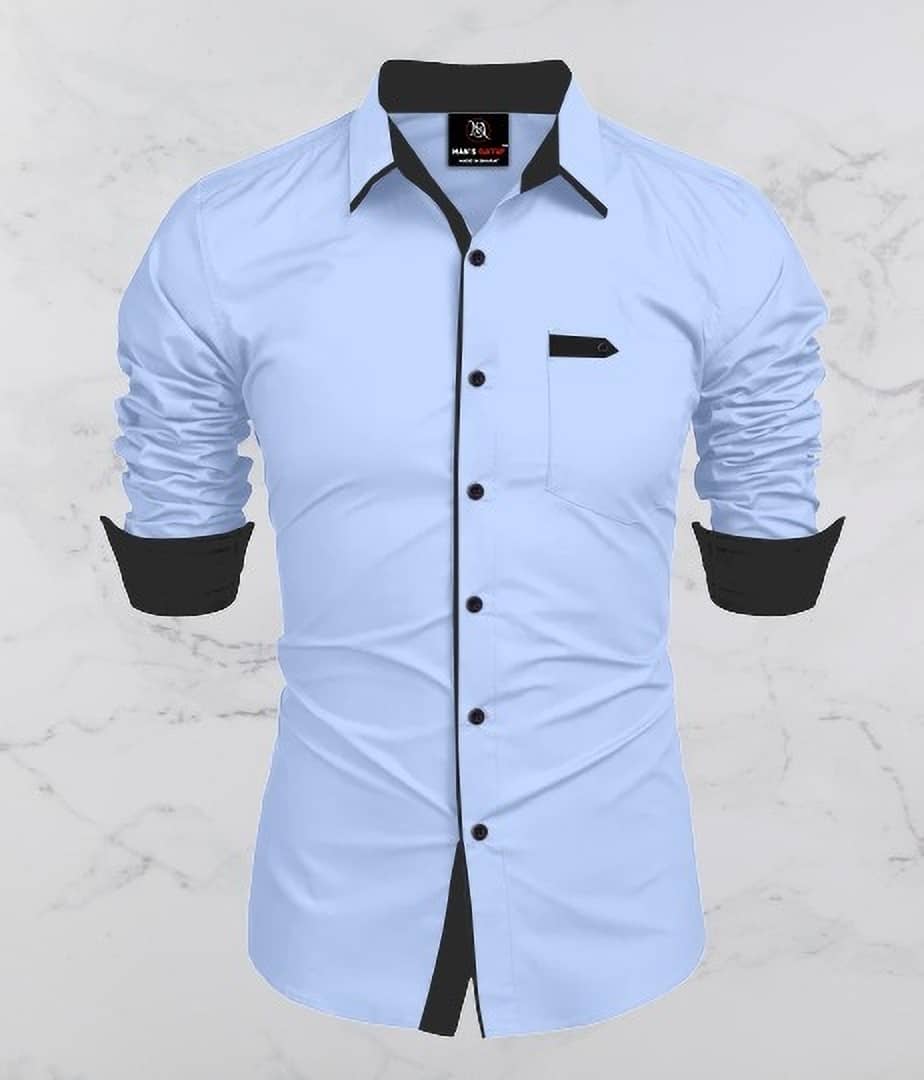 MAN'S SUITUP Cotton Blend Regular Fit Solids Full Sleeves Men's Casual Shirt - Light blue ( Pack of 1 )