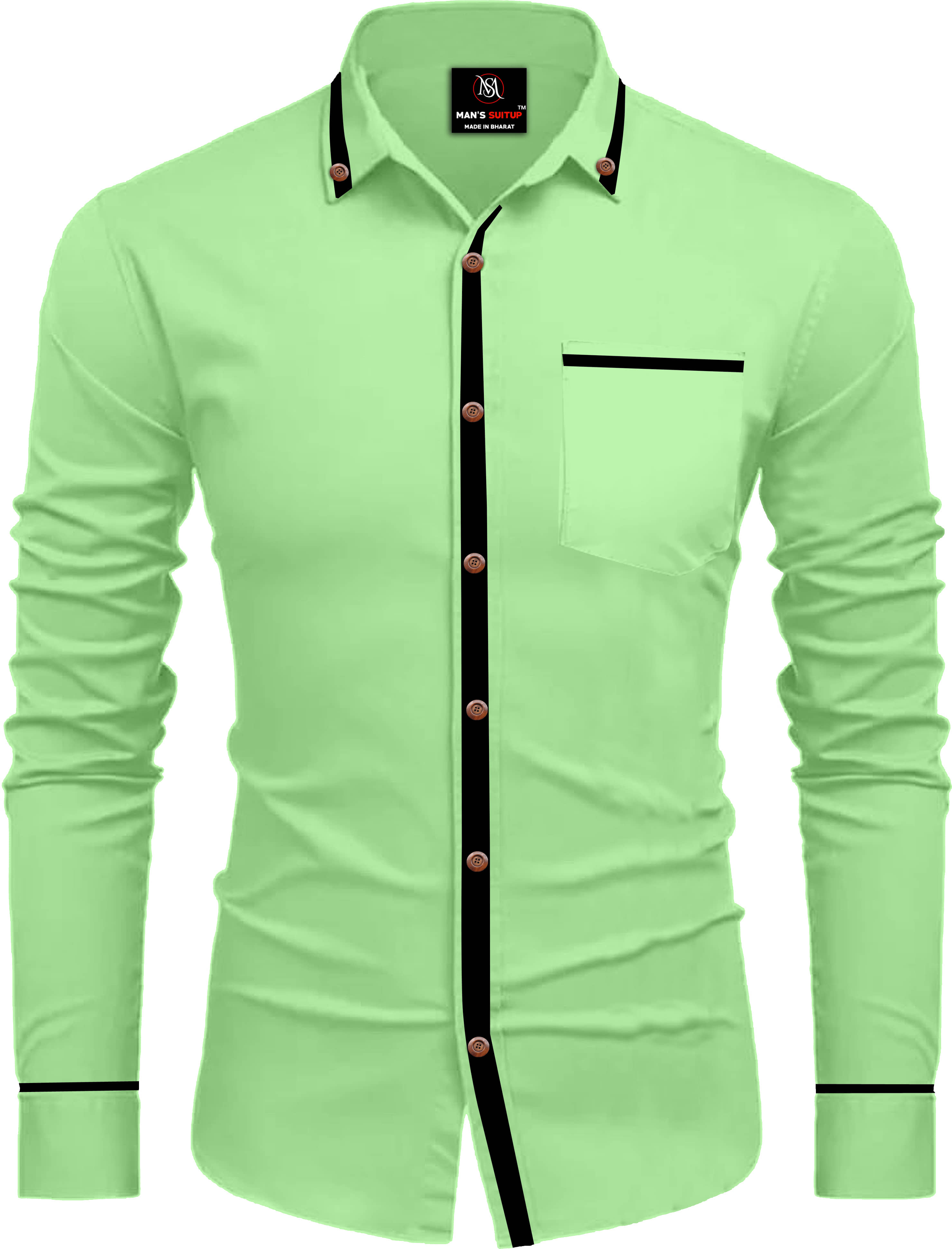 MAN'S SUITUP Cotton Blend Regular Fit Solids Full Sleeves Men's Casual Shirt - Green ( Pack of 1 )