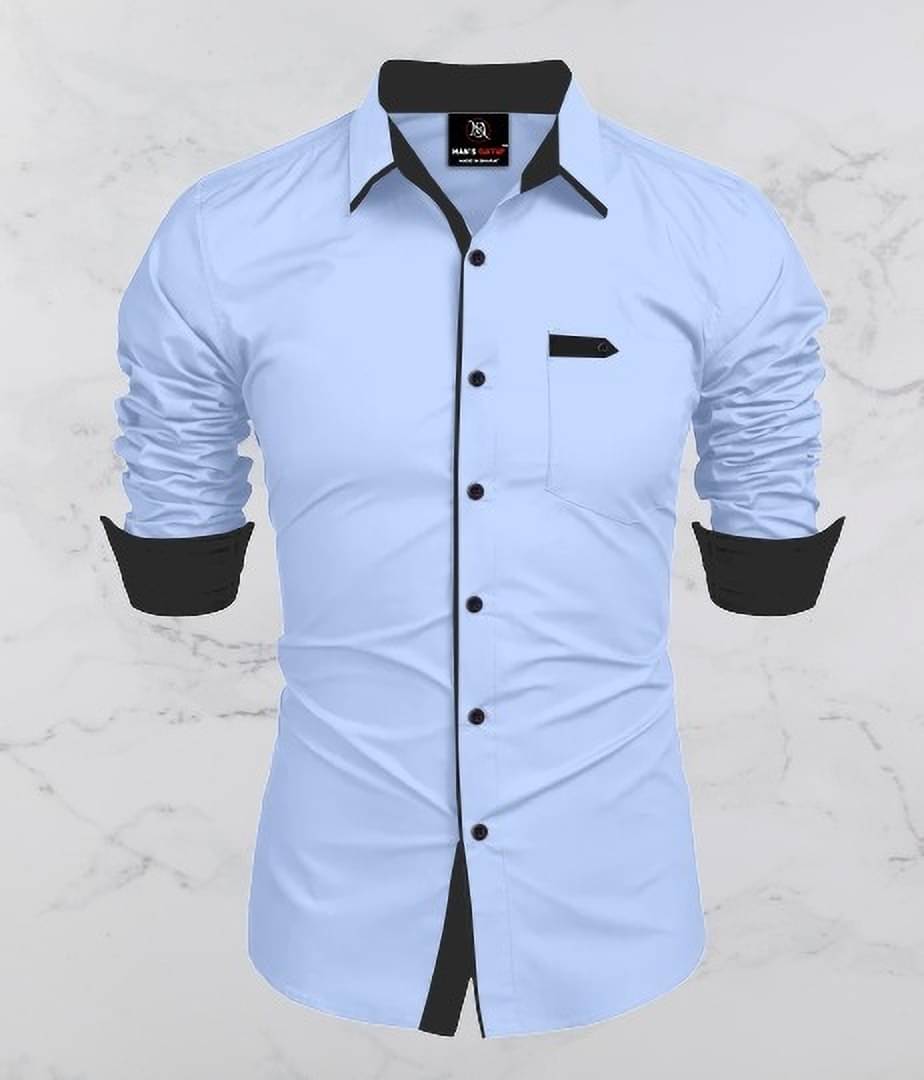 MAN'S SUITUP Cotton Blend Regular Fit Solids Full Sleeves Men's Casual Shirt - Light blue ( Pack of 1 )     			MAN'S SUITUP Cotton Blend Regular Fit Solids Full Sleeves Men's Casual Shirt - Light blue ( Pack of 1 )