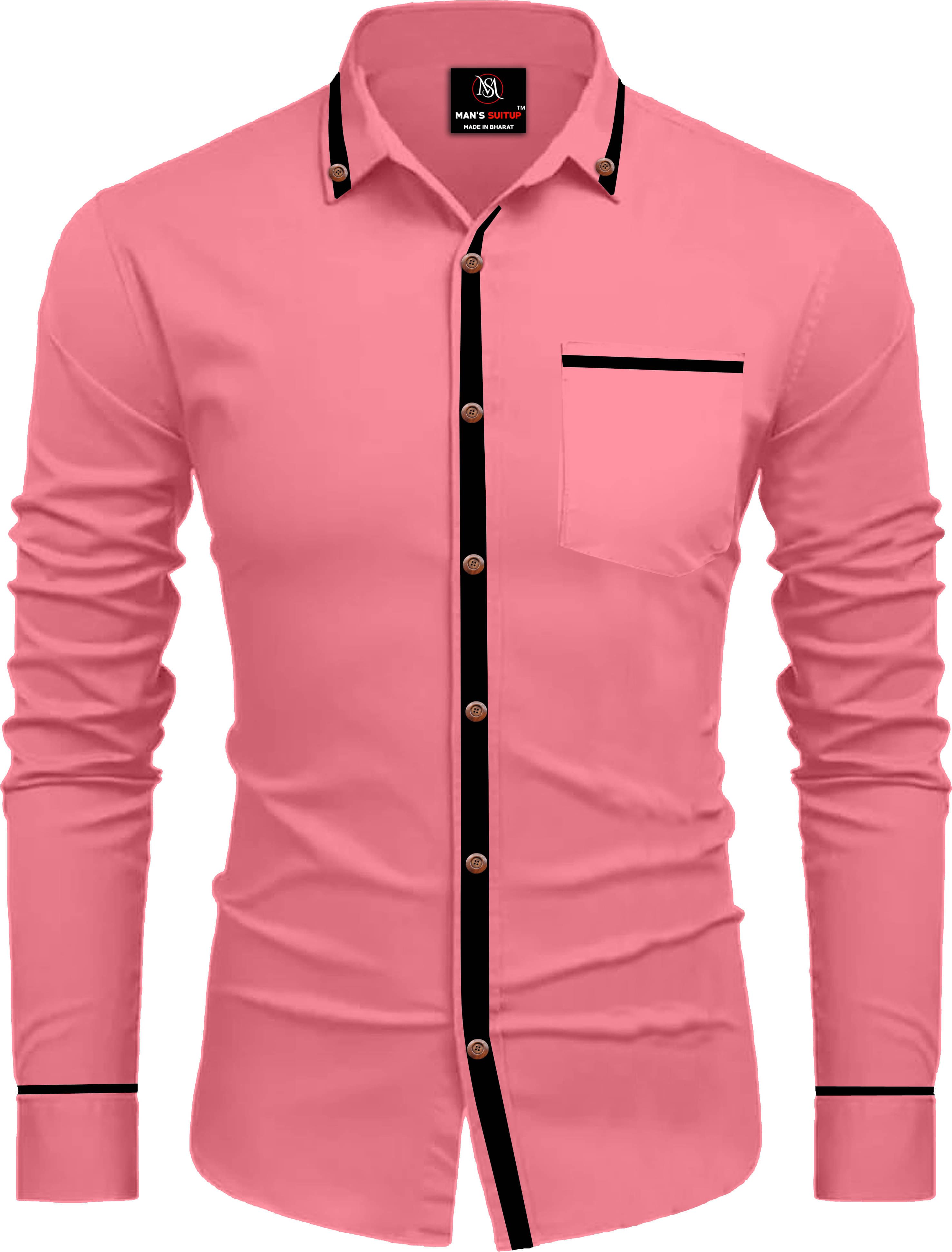     			MAN'S SUITUP Cotton Blend Regular Fit Solids Full Sleeves Men's Casual Shirt - Pink ( Pack of 1 )