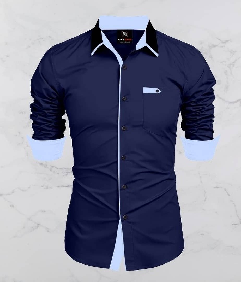 MAN'S SUITUP Cotton Blend Regular Fit Solids Full Sleeves Men's Casual Shirt - Navy Blue ( Pack of 1 )