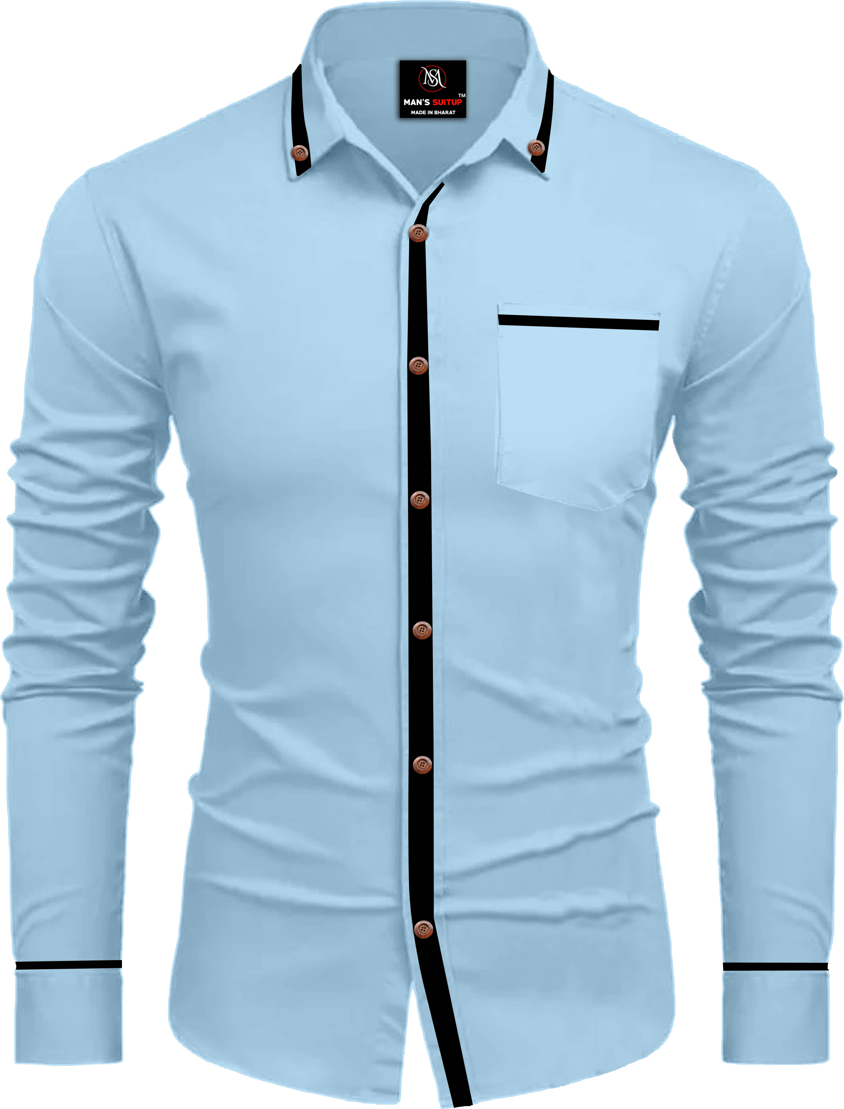MAN'S SUITUP Cotton Blend Regular Fit Solids Full Sleeves Men's Casual Shirt - Blue ( Pack of 1 )
