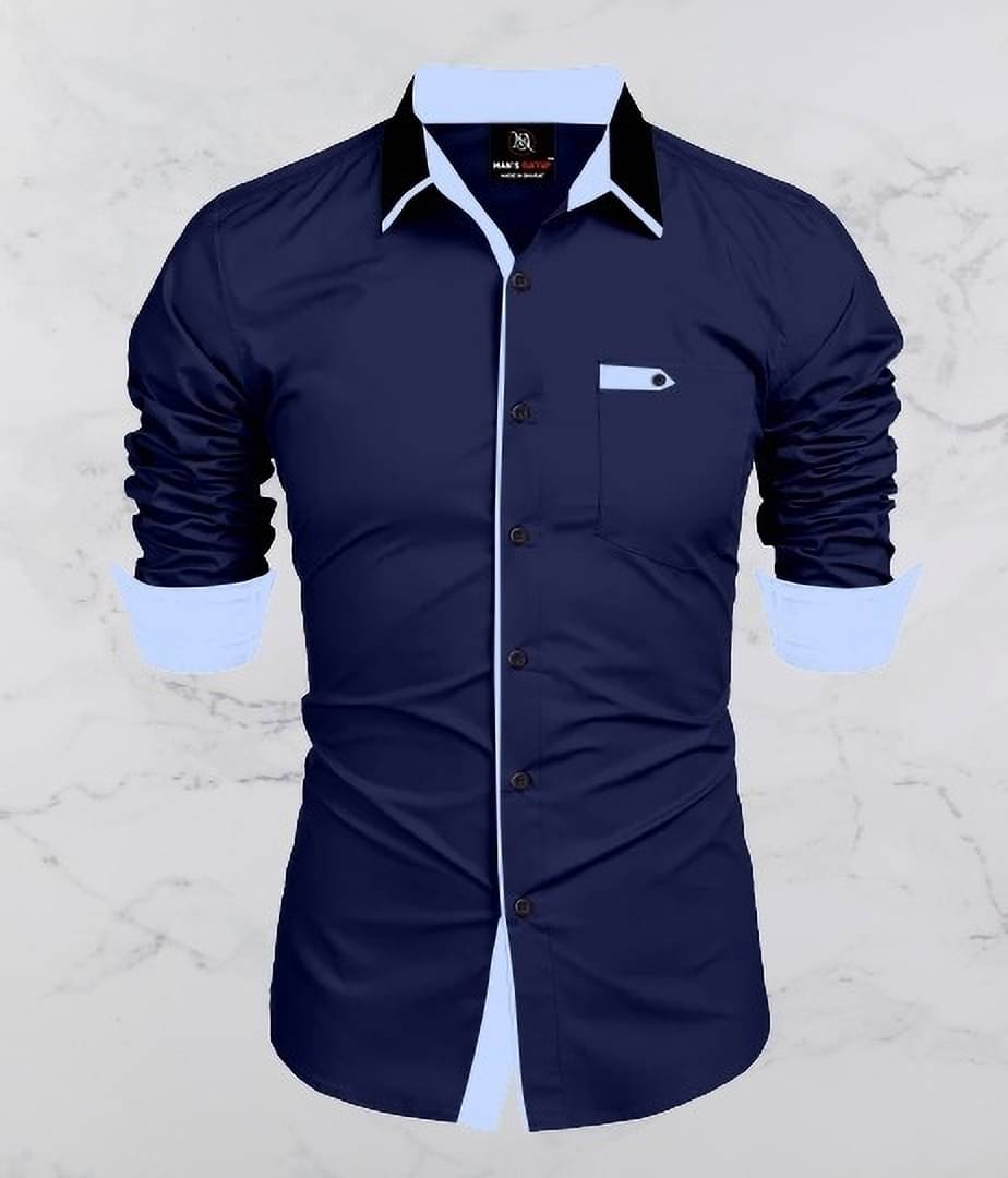 MAN'S SUITUP Cotton Blend Regular Fit Solids Full Sleeves Men's Casual Shirt - Dark Blue ( Pack of 1 ) MAN'S SUITUP Cotton Blend Regular Fit Solids Full Sleeves Men's Casual Shirt - Dark Blue ( Pack of 1 )