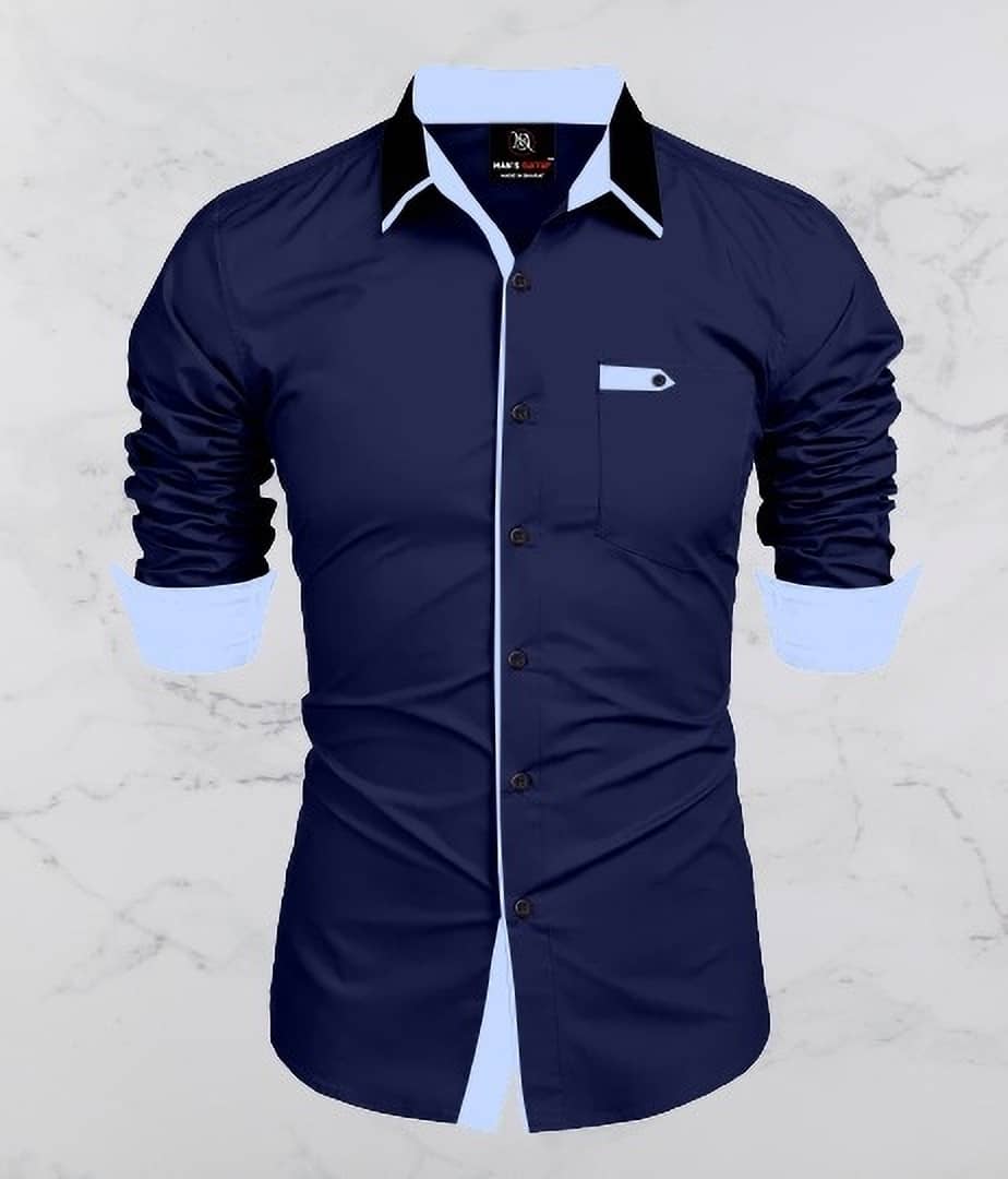 MAN'S SUITUP Cotton Blend Regular Fit Solids Full Sleeves Men's Casual Shirt - Dark Blue ( Pack of 1 )