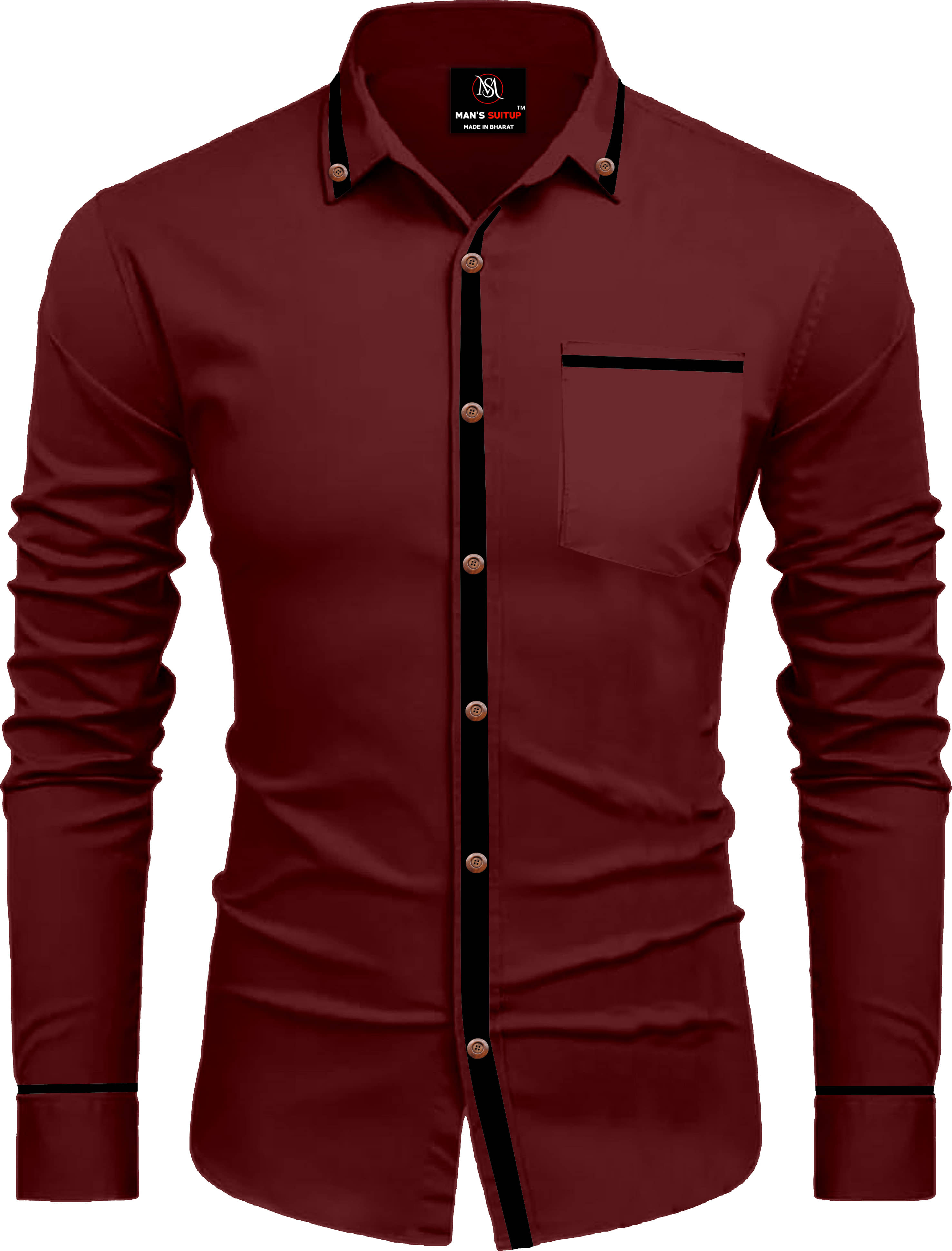 MAN'S SUITUP Cotton Blend Regular Fit Solids Full Sleeves Men's Casual Shirt - Maroon ( Pack of 1 )