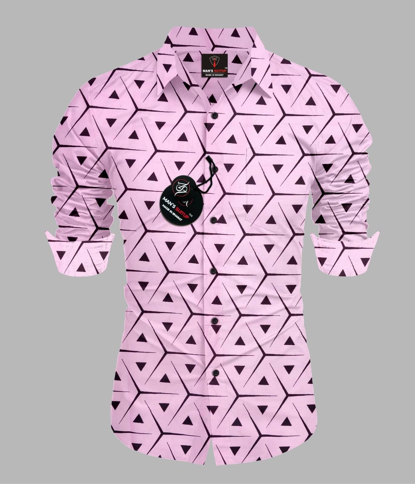 MAN'S SUITUP Viscose Regular Fit Printed Full Sleeves Men's Casual Shirt - Pink ( Pack of 1 ) MAN'S SUITUP Viscose Regular Fit Printed Full Sleeves Men's Casual Shirt - Pink ( Pack of 1 )