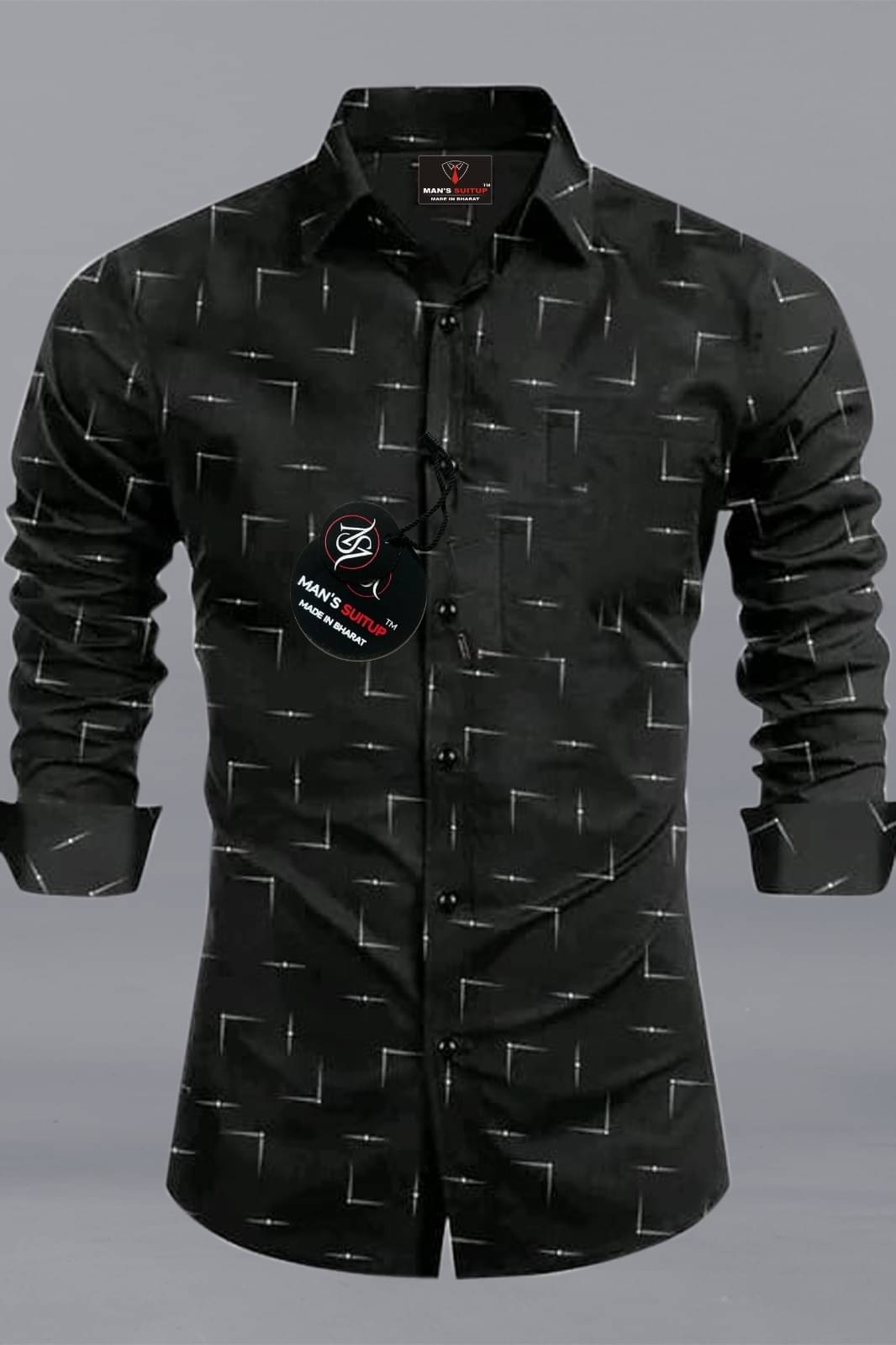 MAN'S SUITUP Viscose Regular Fit Printed Full Sleeves Men's Casual Shirt - Black ( Pack of 1 ) MAN'S SUITUP Viscose Regular Fit Printed Full Sleeves Men's Casual Shirt - Black ( Pack of 1 )