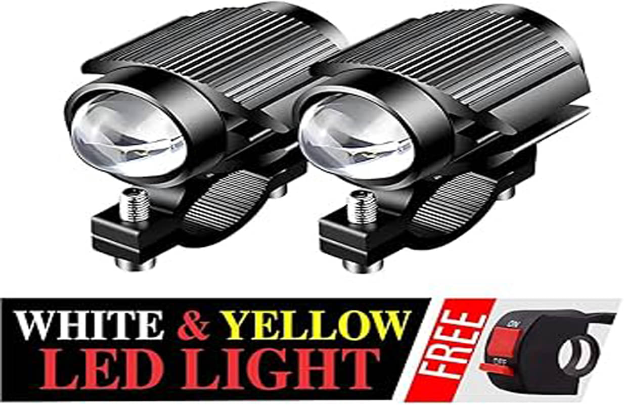     			Mini Drive LED Auxiliary Spot Fog Lights 40W Amber and White Projector High/Low Beam 1.3'', Motorcycle Lights Headlights Replacement for All Motorbike Cars SUV ATV (40W, Pack 2)With Switch