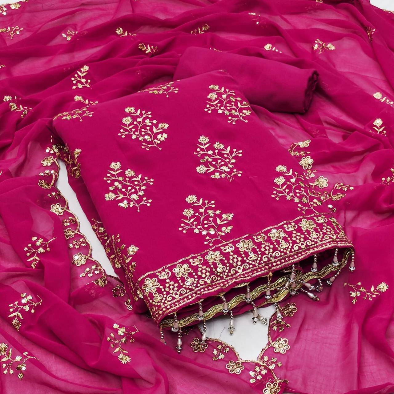 Nayanthara Trends Unstitched Georgette Embroidered Dress Material - Pink ( Pack of 1 ) Nayanthara Trends Unstitched Georgette Embroidered Dress Material - Pink ( Pack of 1 )