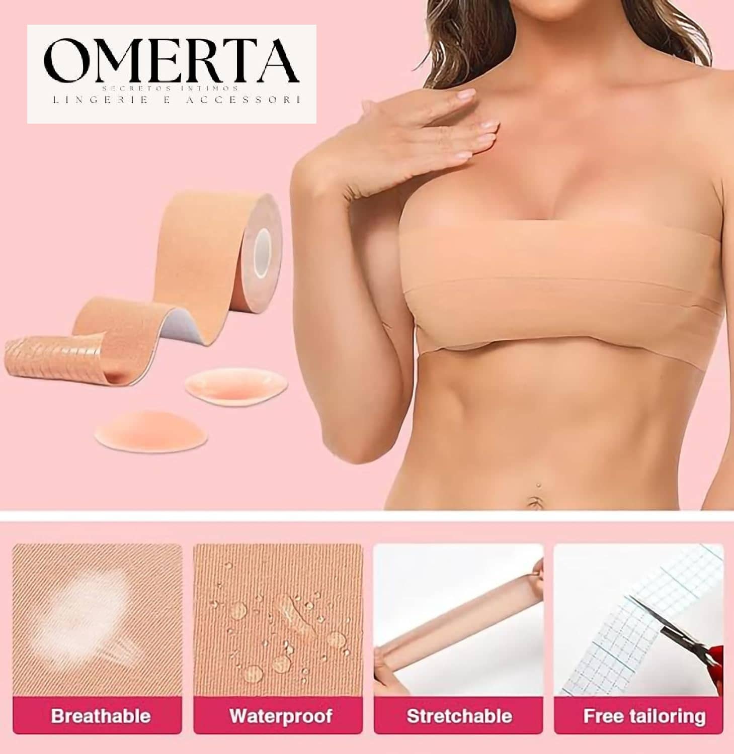 Omerta Best Quality Cheapest Lingerie Accessories Breast Lift Boob Tape with Skin Friendly Adhesive for Women- 2PC