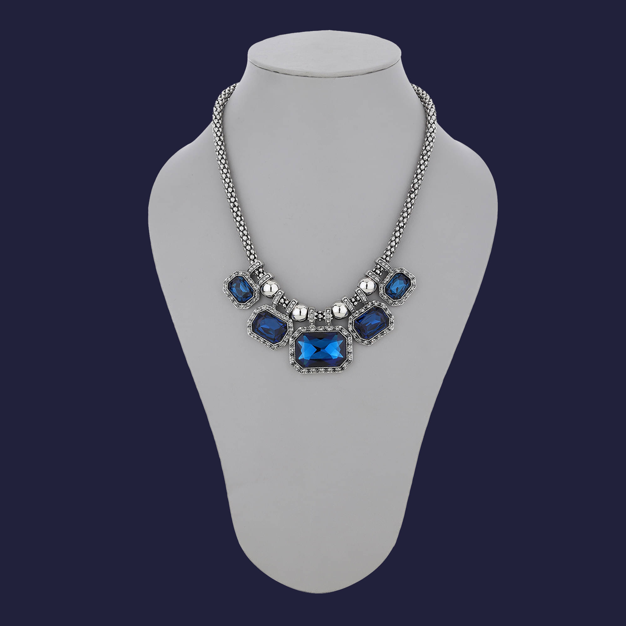     			Rhosyn Blue Metal Necklace ( Pack of 1 )