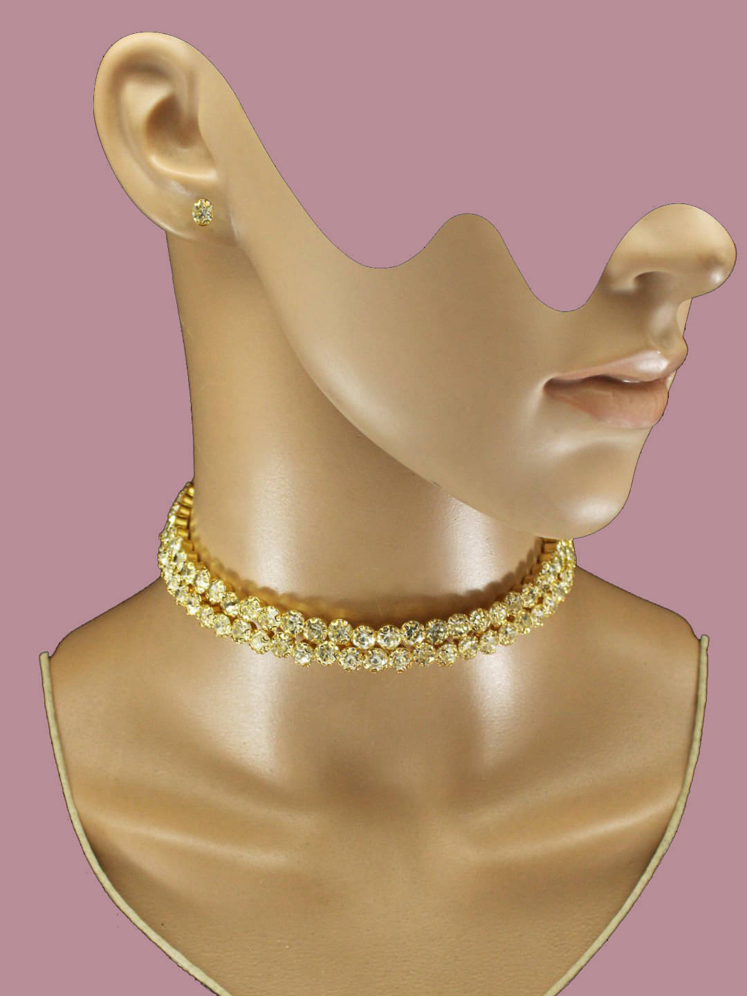     			Rhosyn Gold Metal Necklace Set ( Pack of 2 )