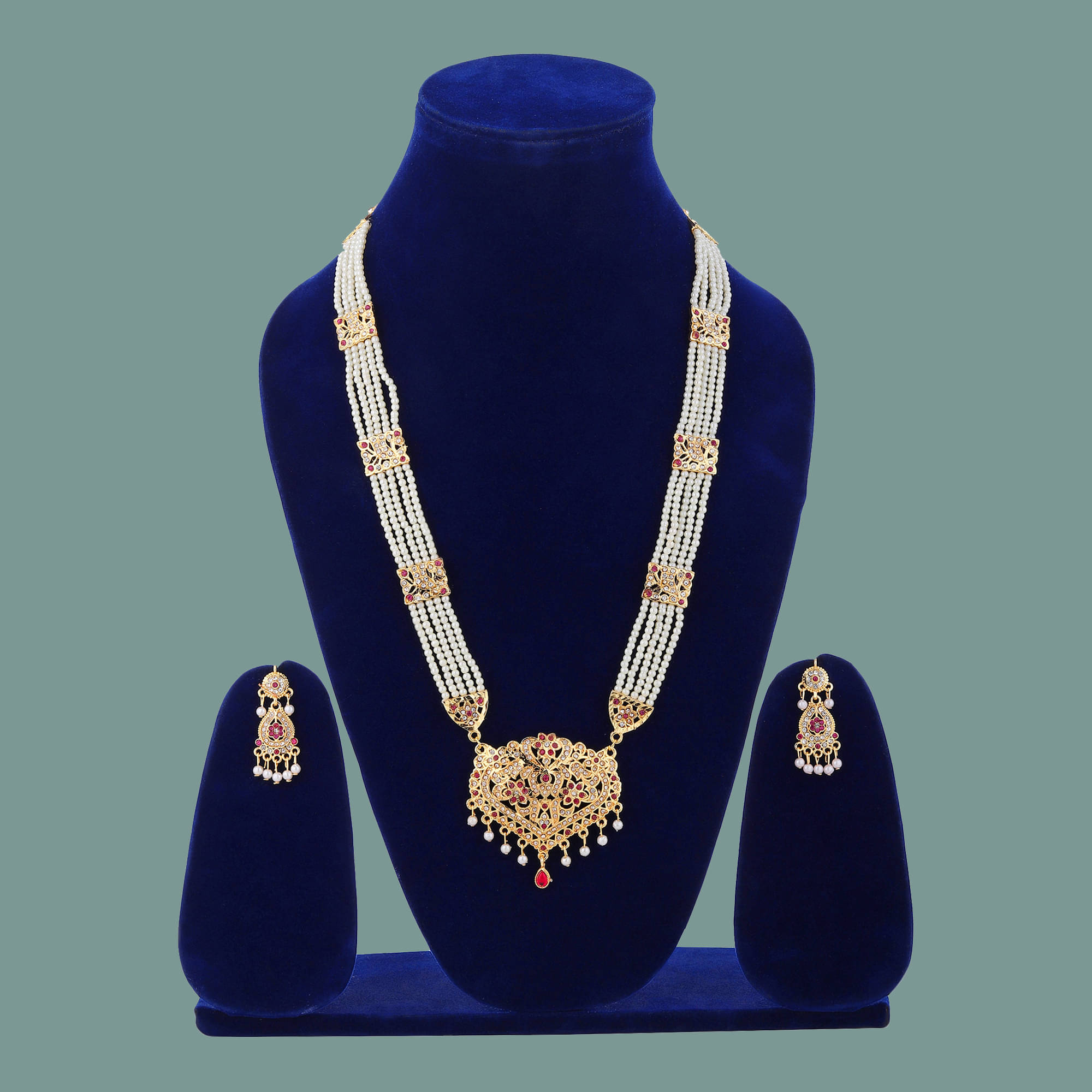     			Rhosyn Gold Pearls Necklace Set ( Pack of 1 )