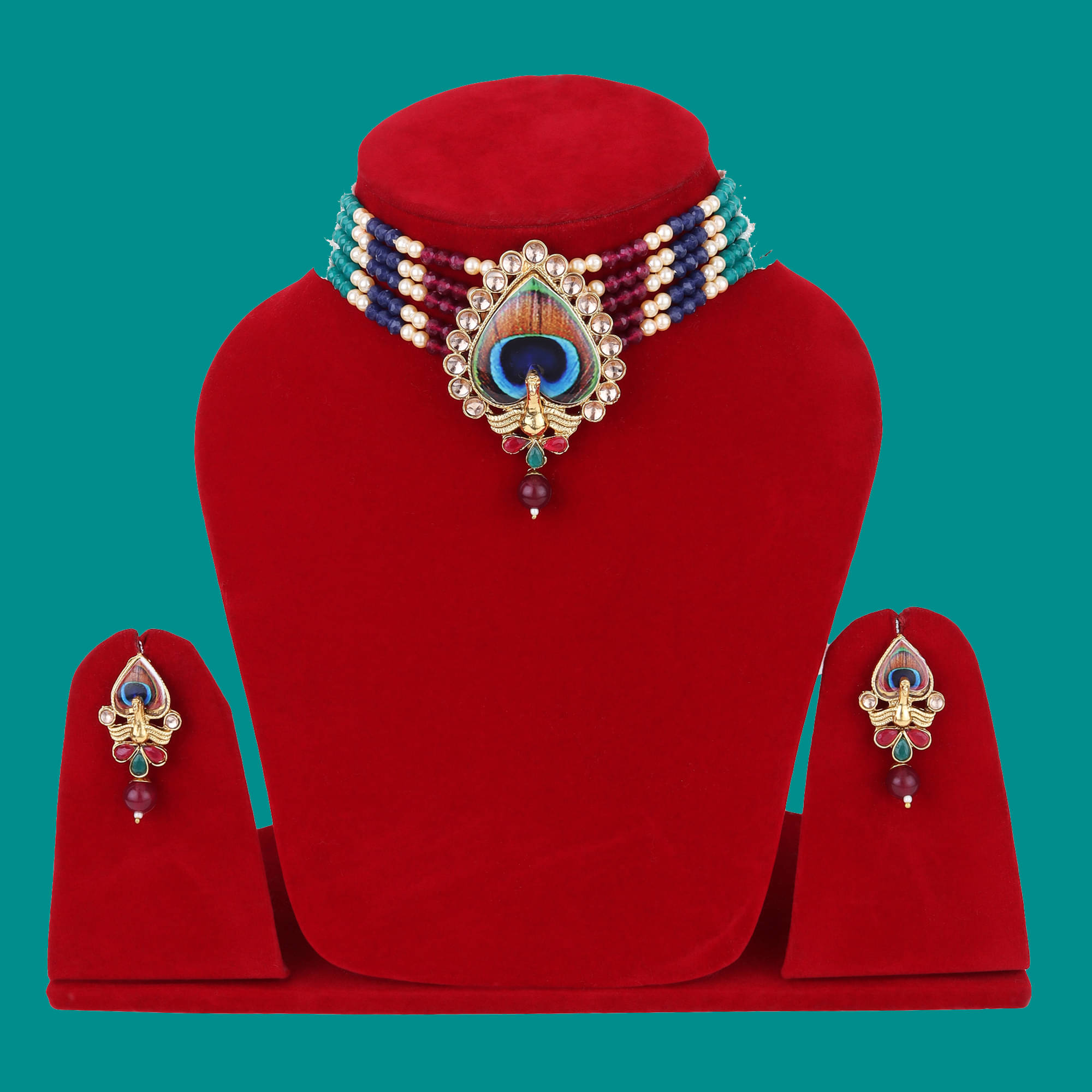     			Rhosyn Multicolor Alloy Necklace Set ( Pack of 1 )
