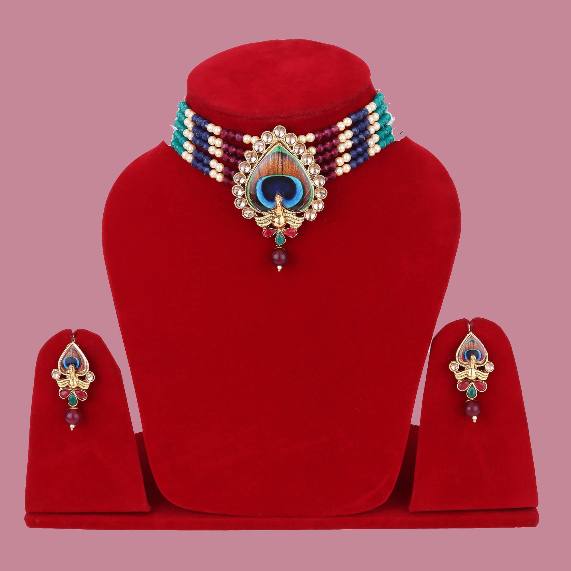     			Rhosyn Multicolor Alloy Necklace Set ( Pack of 1 )