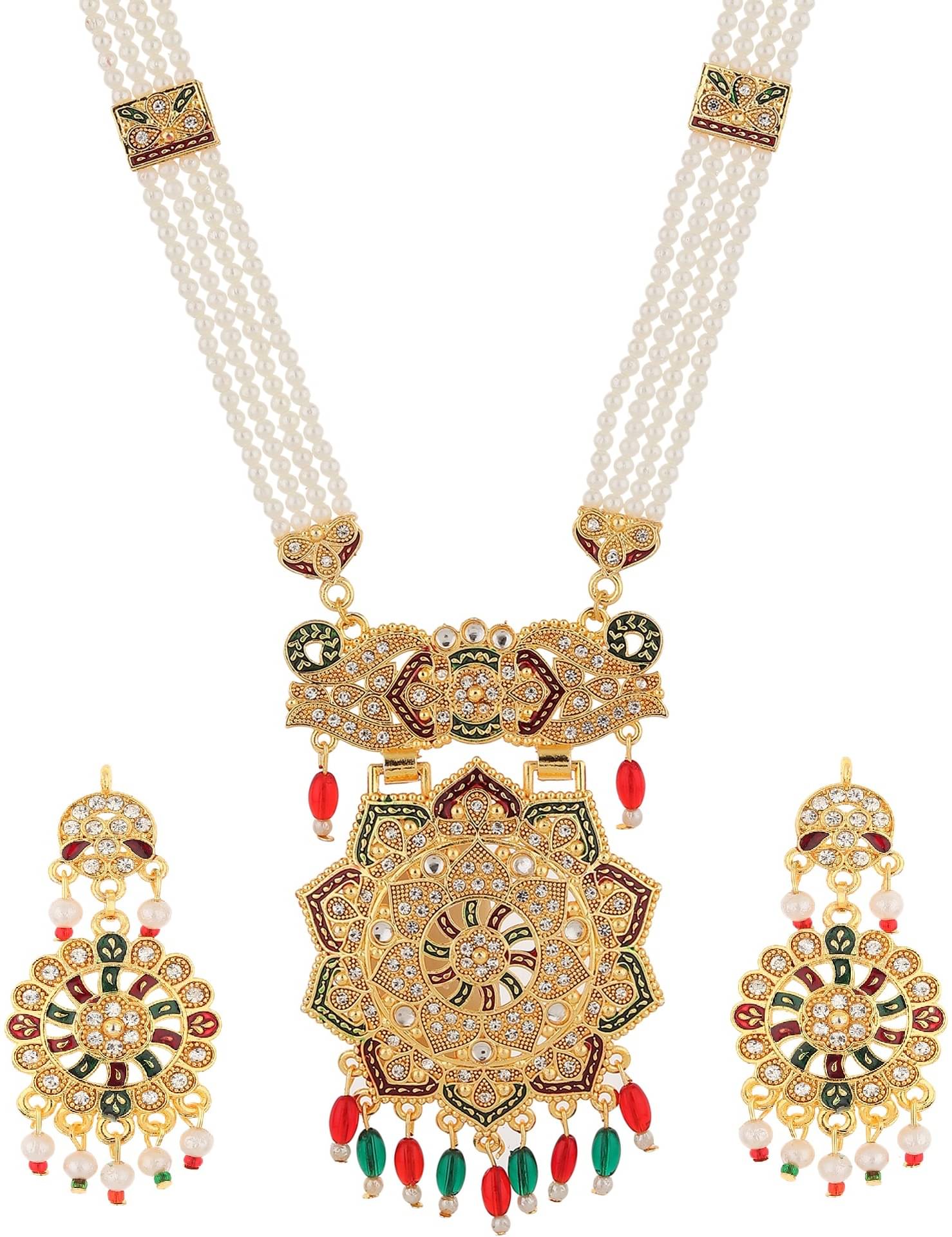     			Rhosyn Multicolor Brass Necklace Set ( Pack of 1 )