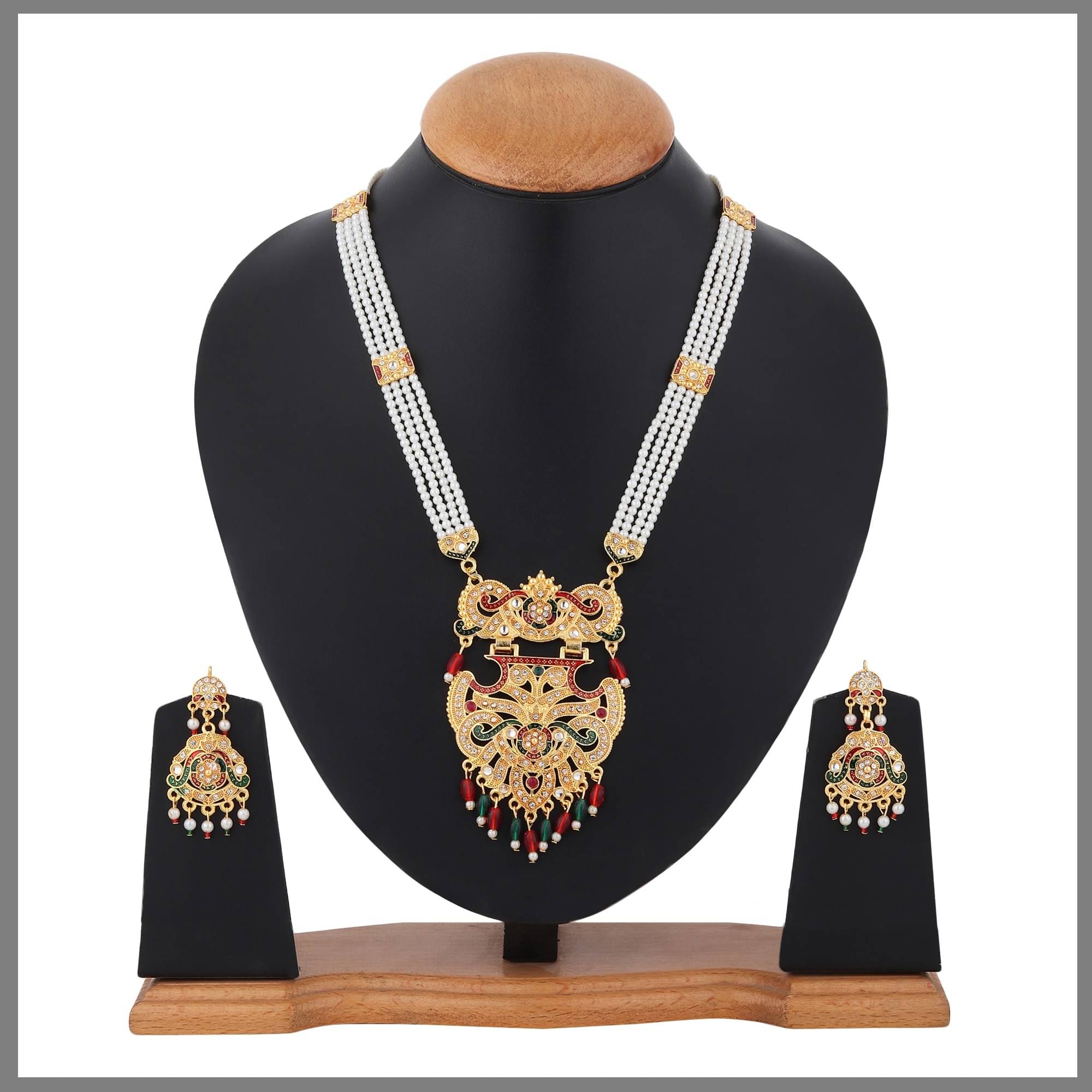     			Rhosyn Multicolor Brass Necklace Set ( Pack of 1 )