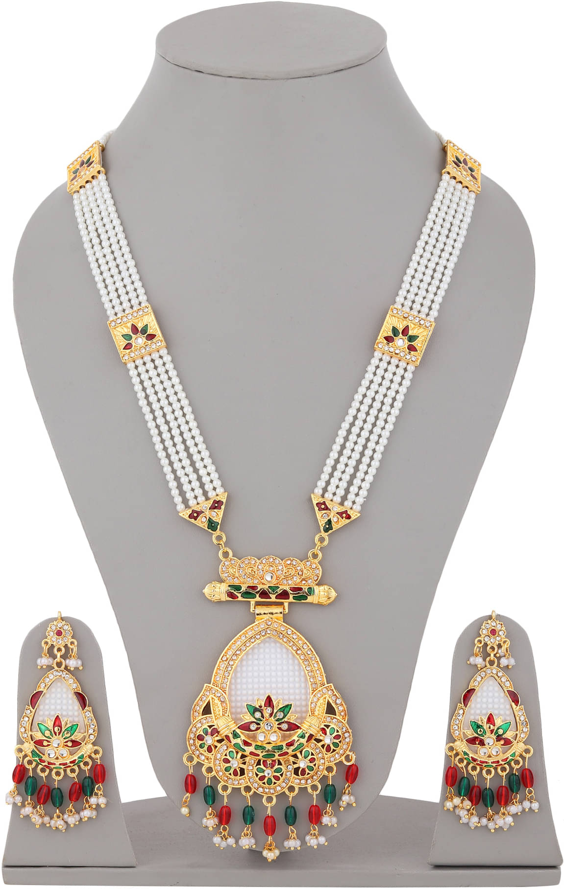     			Rhosyn Multicolor Brass Necklace Set ( Pack of 1 )